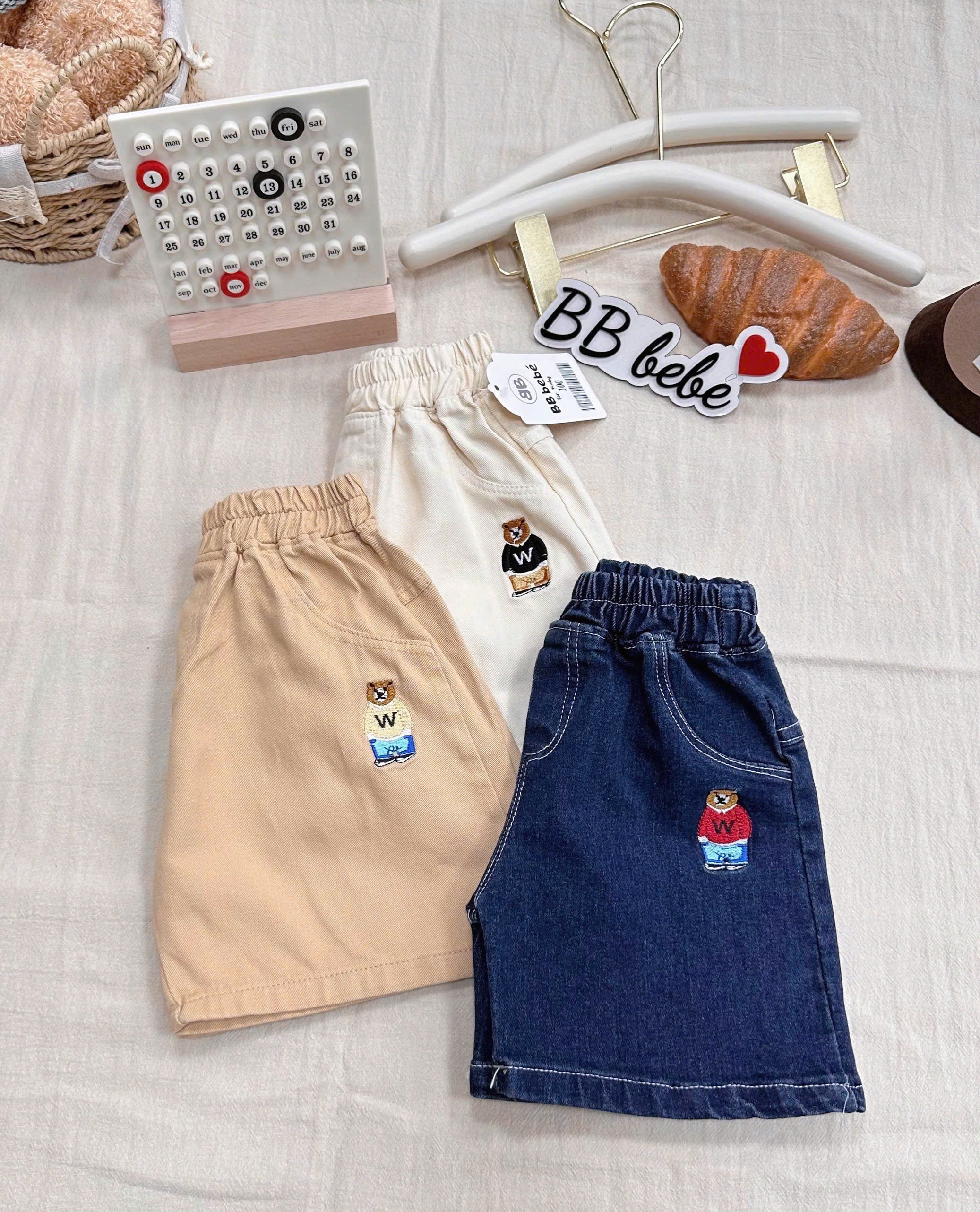 XẢ A125 - SET 3 QUẦN KAKI GẤU XANH BÒ KEM BE