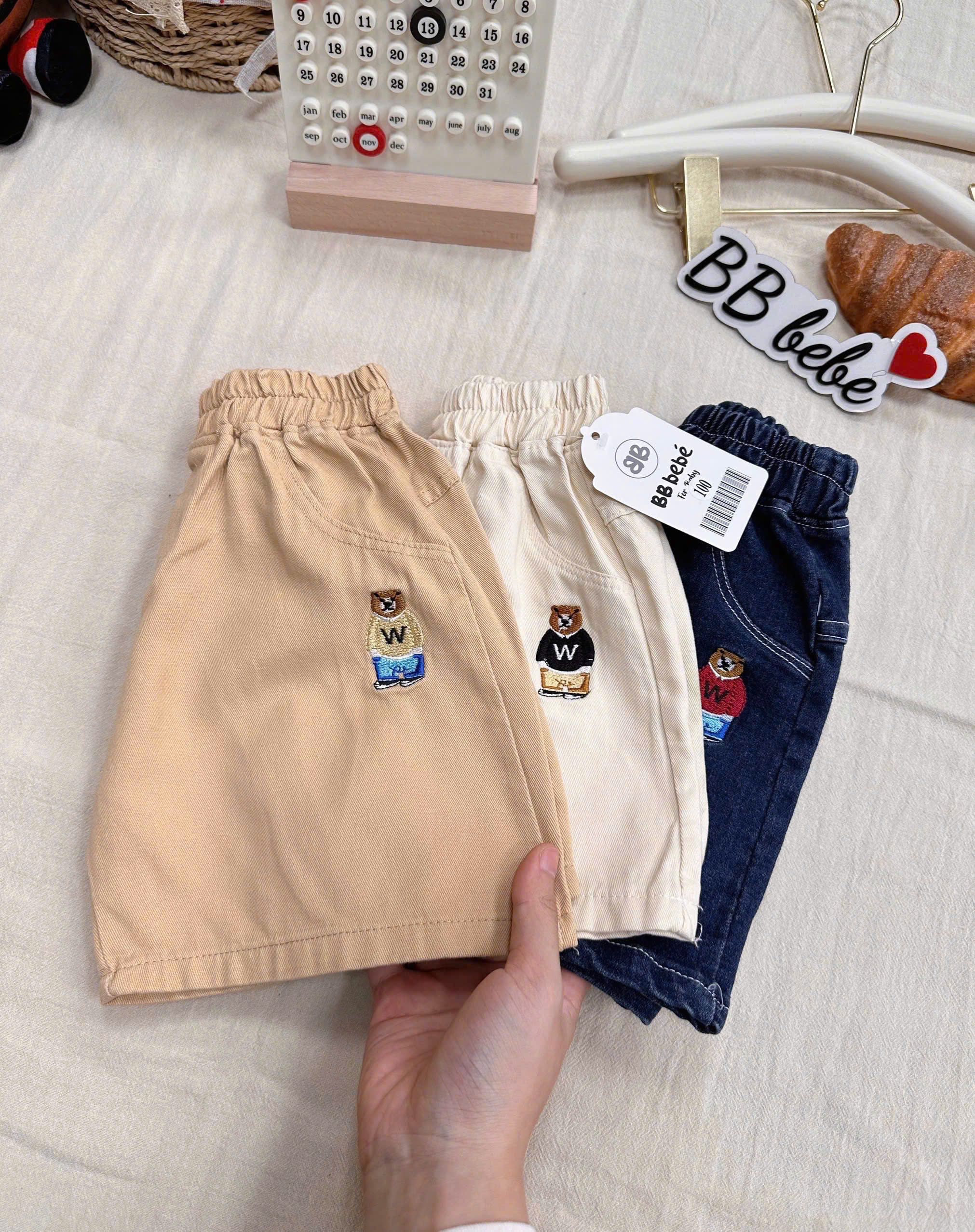 XẢ A125 - SET 3 QUẦN KAKI GẤU XANH BÒ KEM BE