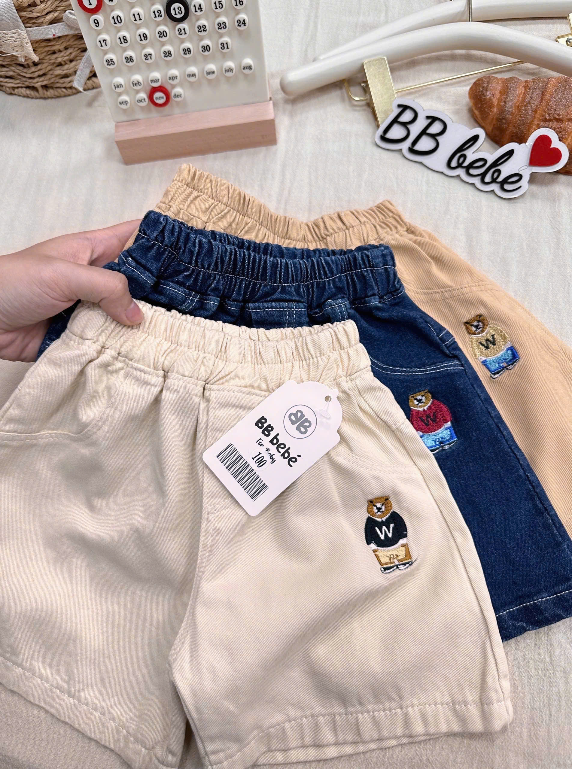 XẢ A125 - SET 3 QUẦN KAKI GẤU XANH BÒ KEM BE