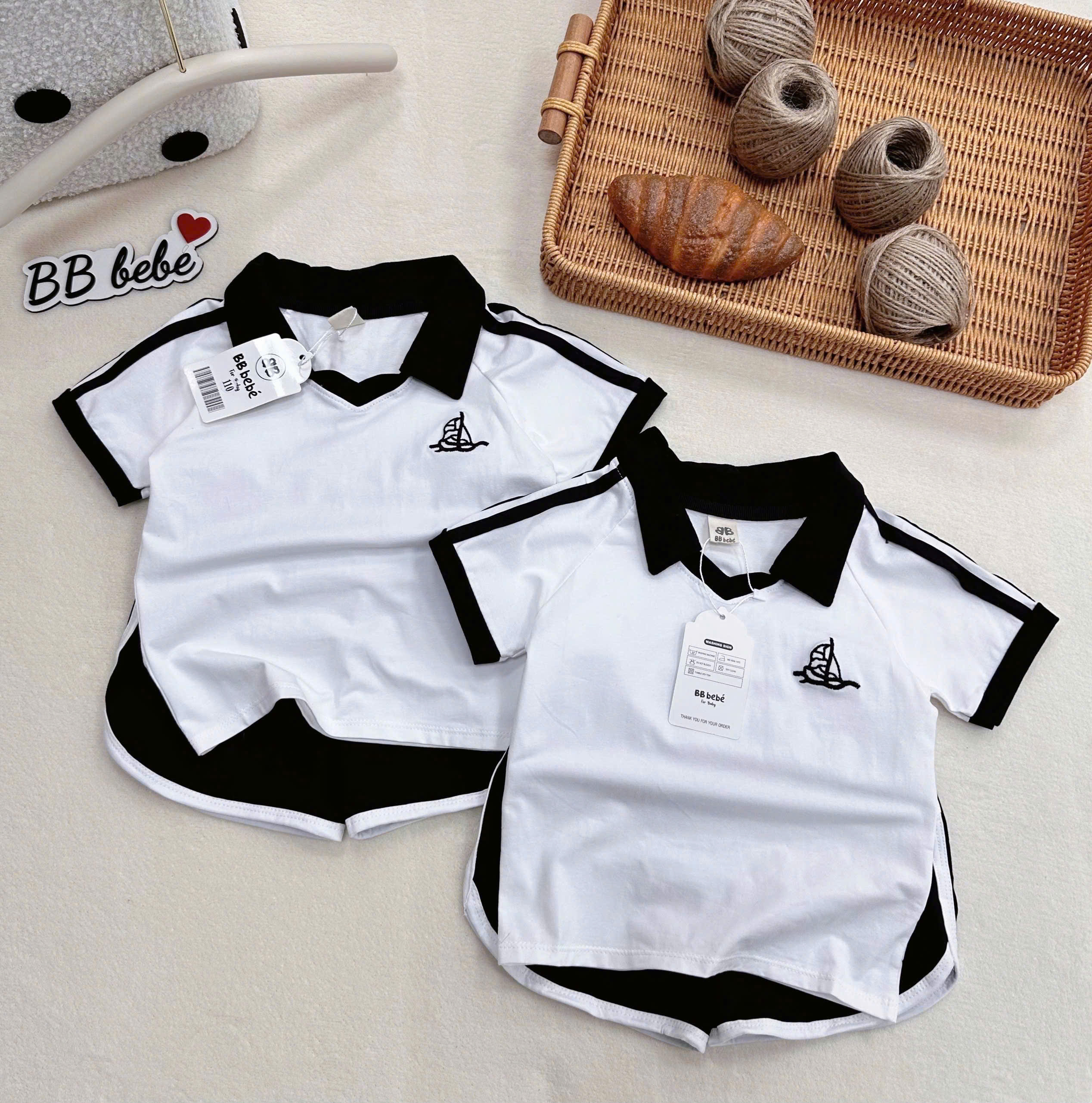 XẢ A127 - SET BỘ THỂ THAO CỘC ĐEN TRẮNG