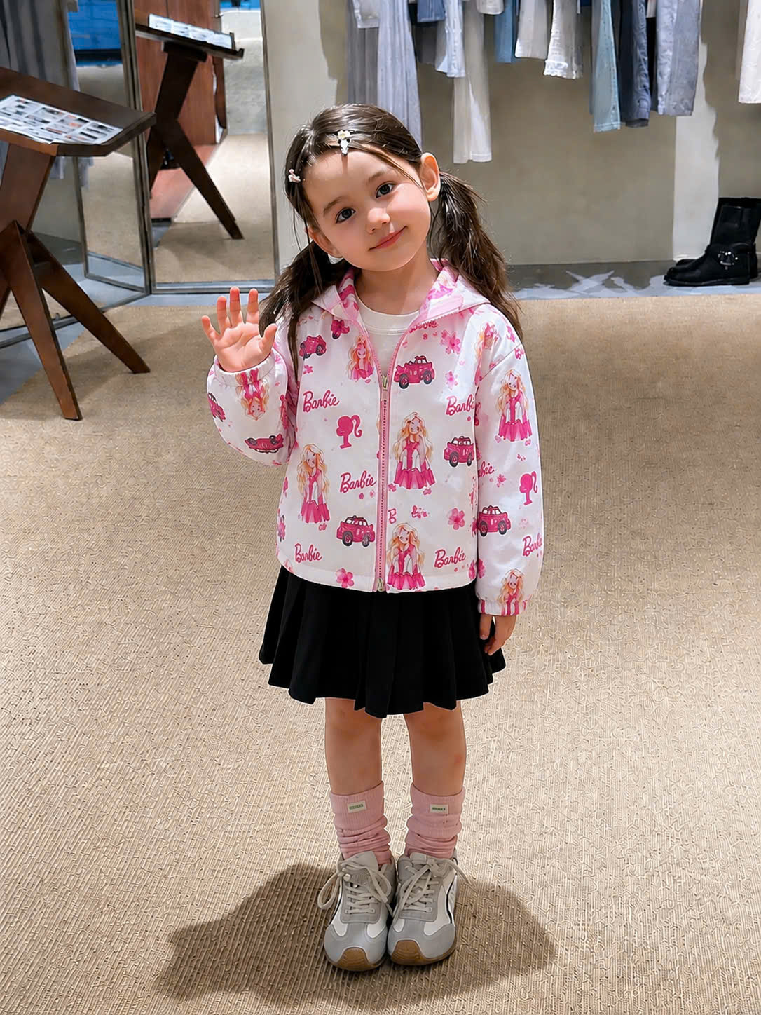 A130 - ÁO KHOÁC GIÓ 2 MẶT BARBIE