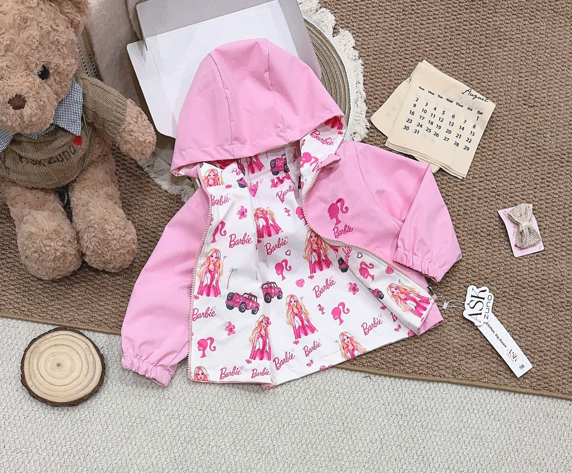 A130 - ÁO KHOÁC GIÓ 2 MẶT BARBIE