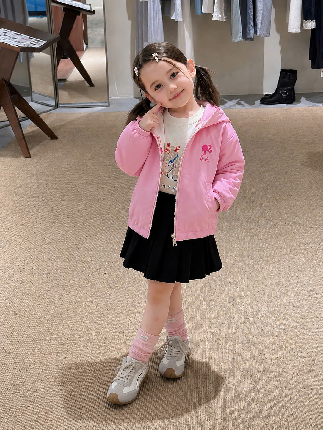 A130 - ÁO KHOÁC GIÓ 2 MẶT BARBIE