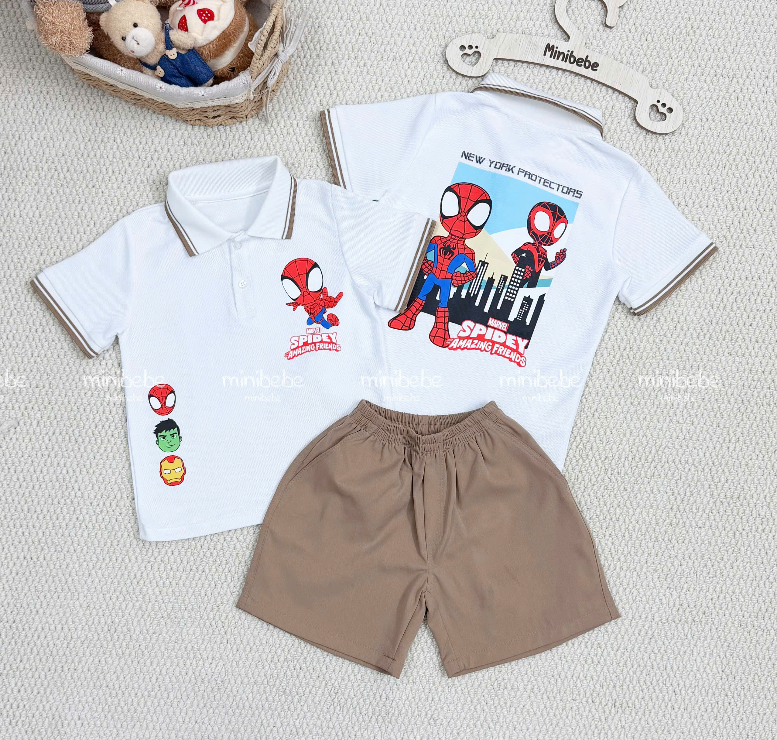 A136 - SET BỘ ÁO POLO TRẮNG NHỆN QUẦN MÀU KAKI