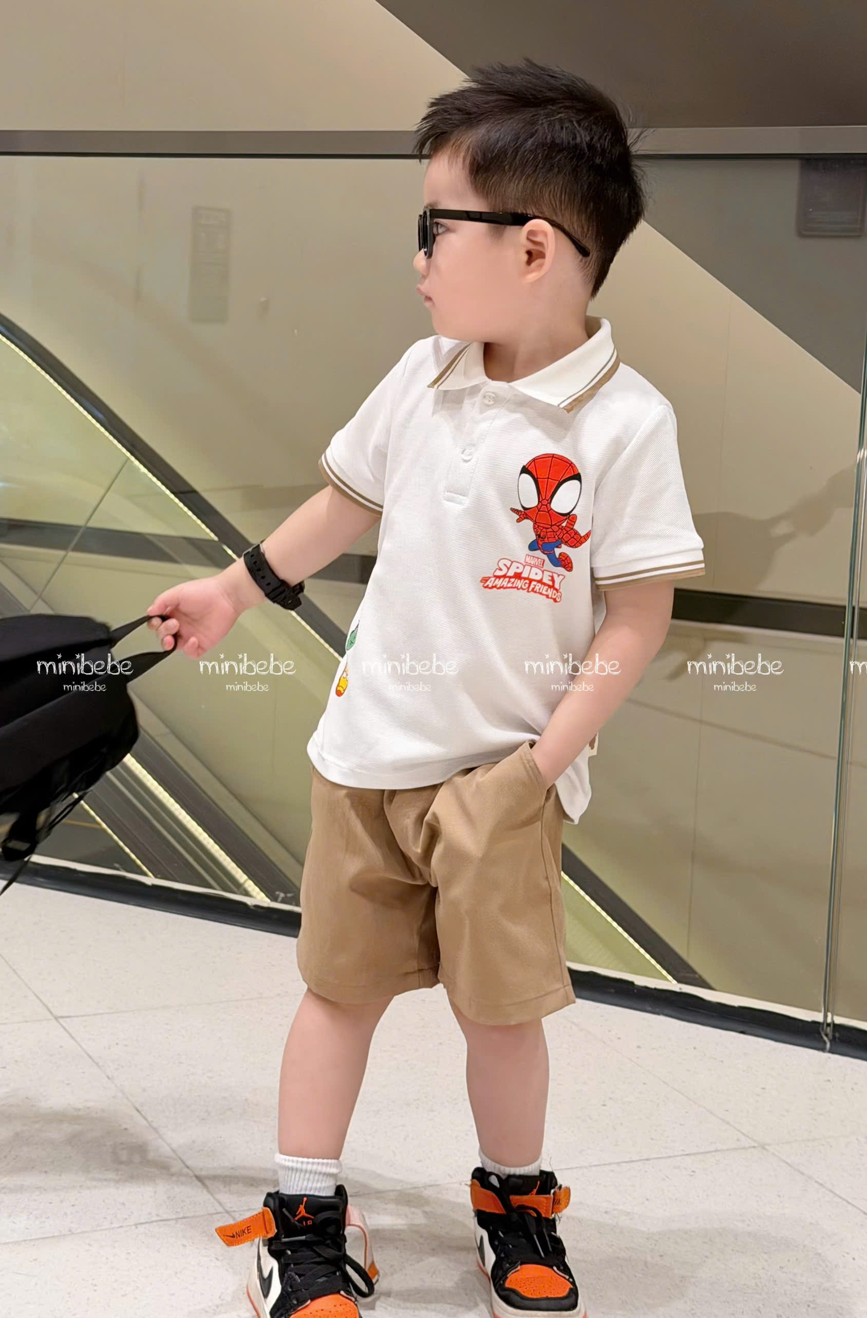 A136 - SET BỘ ÁO POLO TRẮNG NHỆN QUẦN MÀU KAKI