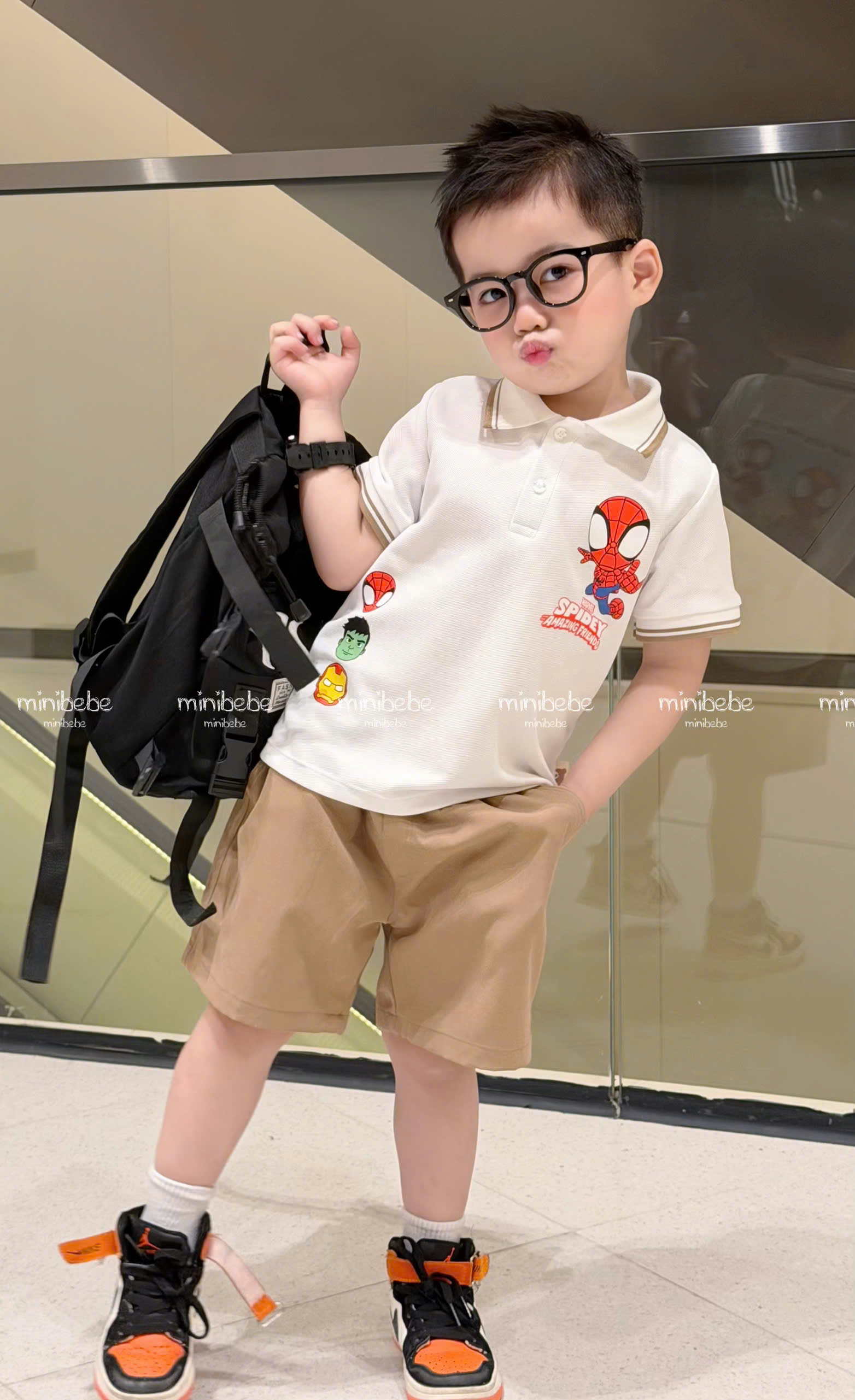 A136 - SET BỘ ÁO POLO TRẮNG NHỆN QUẦN MÀU KAKI