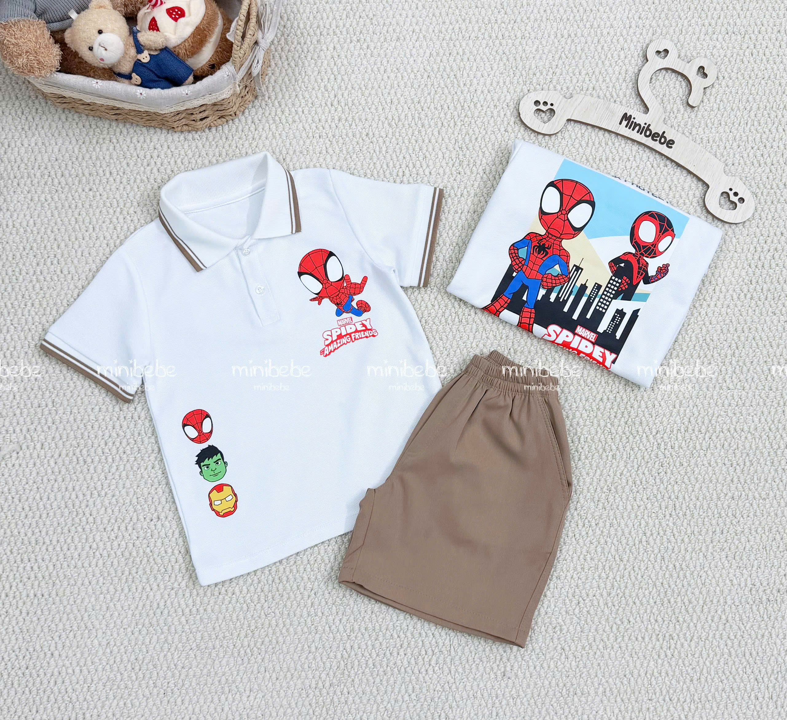 A136 - SET BỘ ÁO POLO TRẮNG NHỆN QUẦN MÀU KAKI