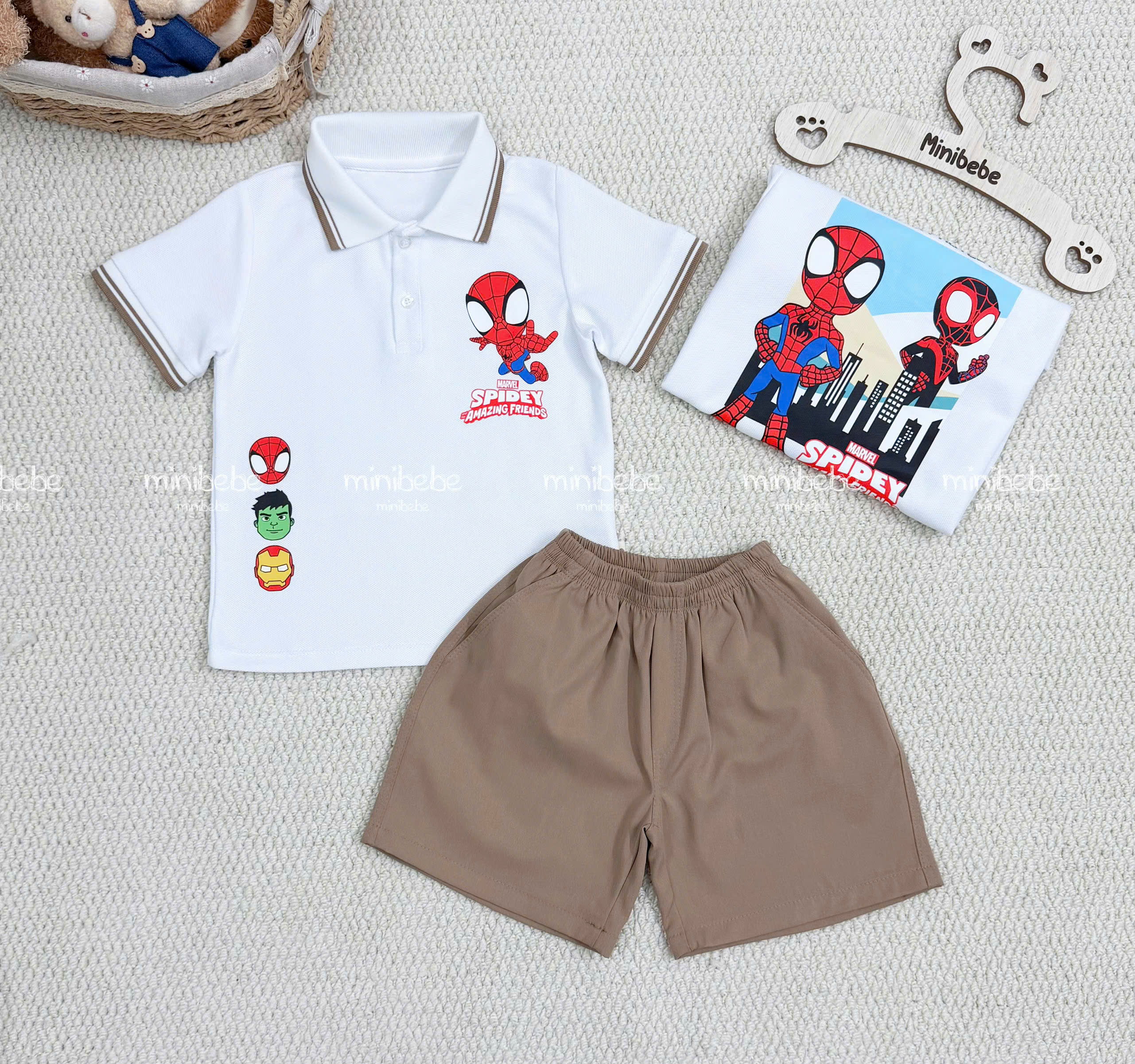 A136 - SET BỘ ÁO POLO TRẮNG NHỆN QUẦN MÀU KAKI
