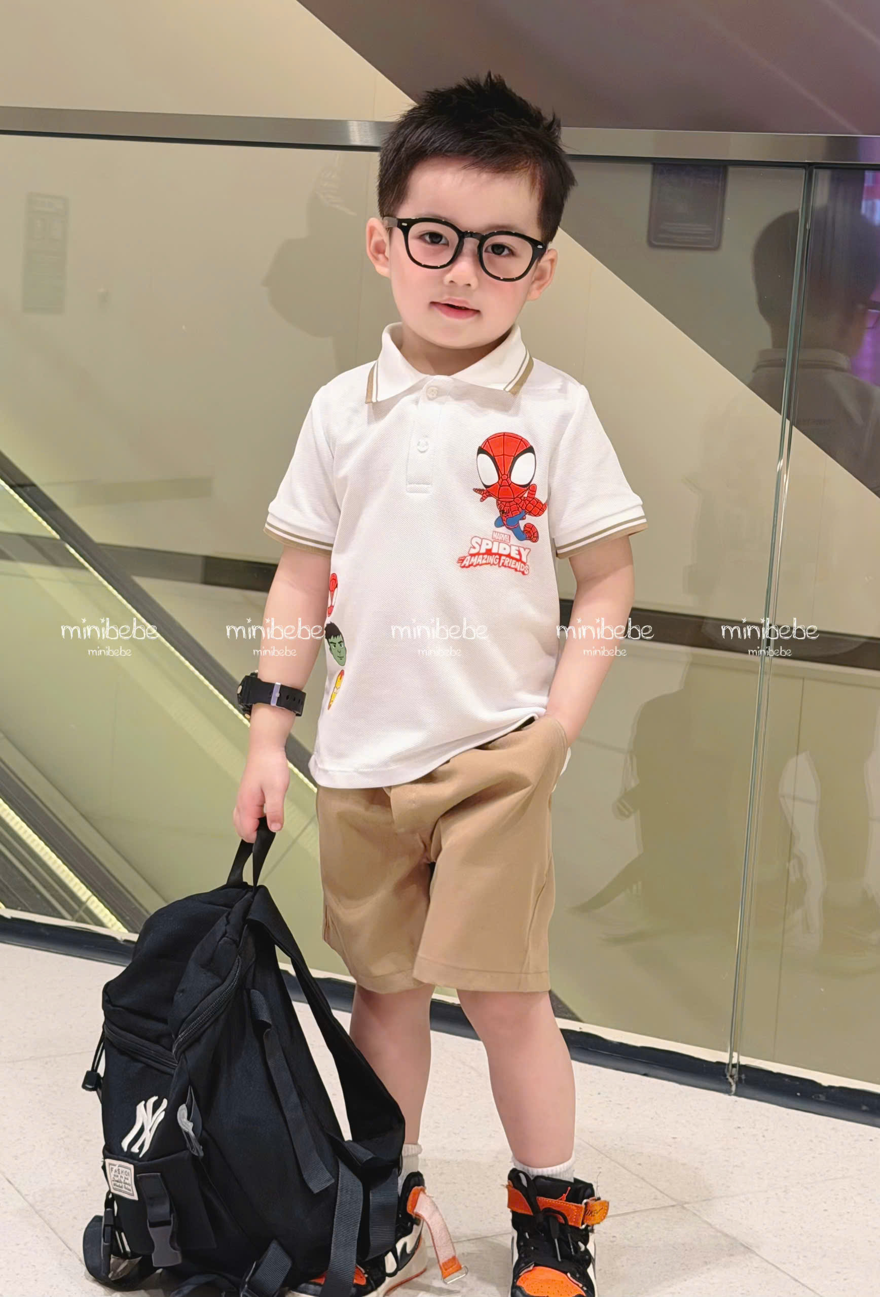 A136 - SET BỘ ÁO POLO TRẮNG NHỆN QUẦN MÀU KAKI