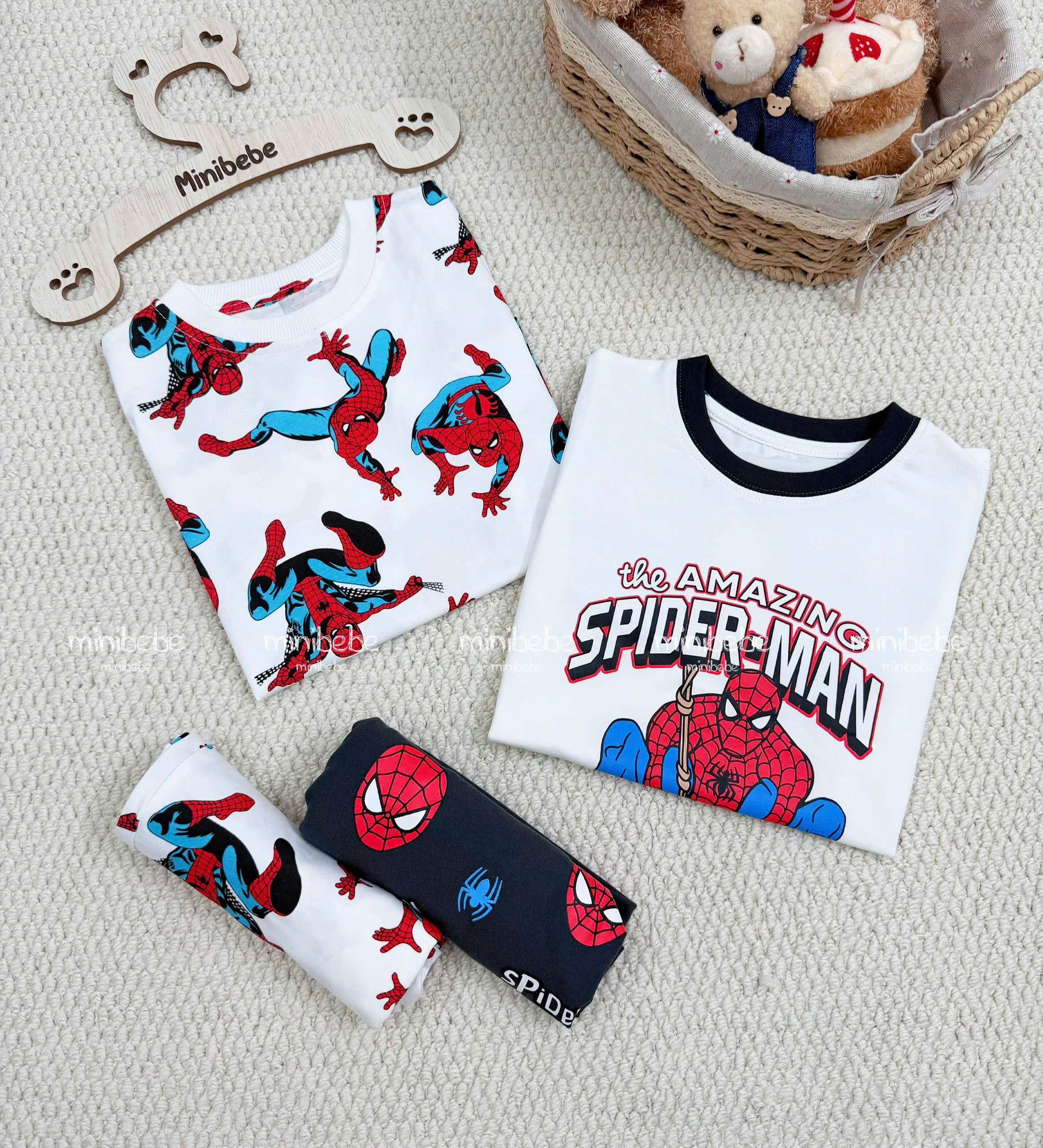 XẢ A138 - SET 2 BỘ NHỆN AMAZING ĐEN PHỐI TRẮNG NHÍ
