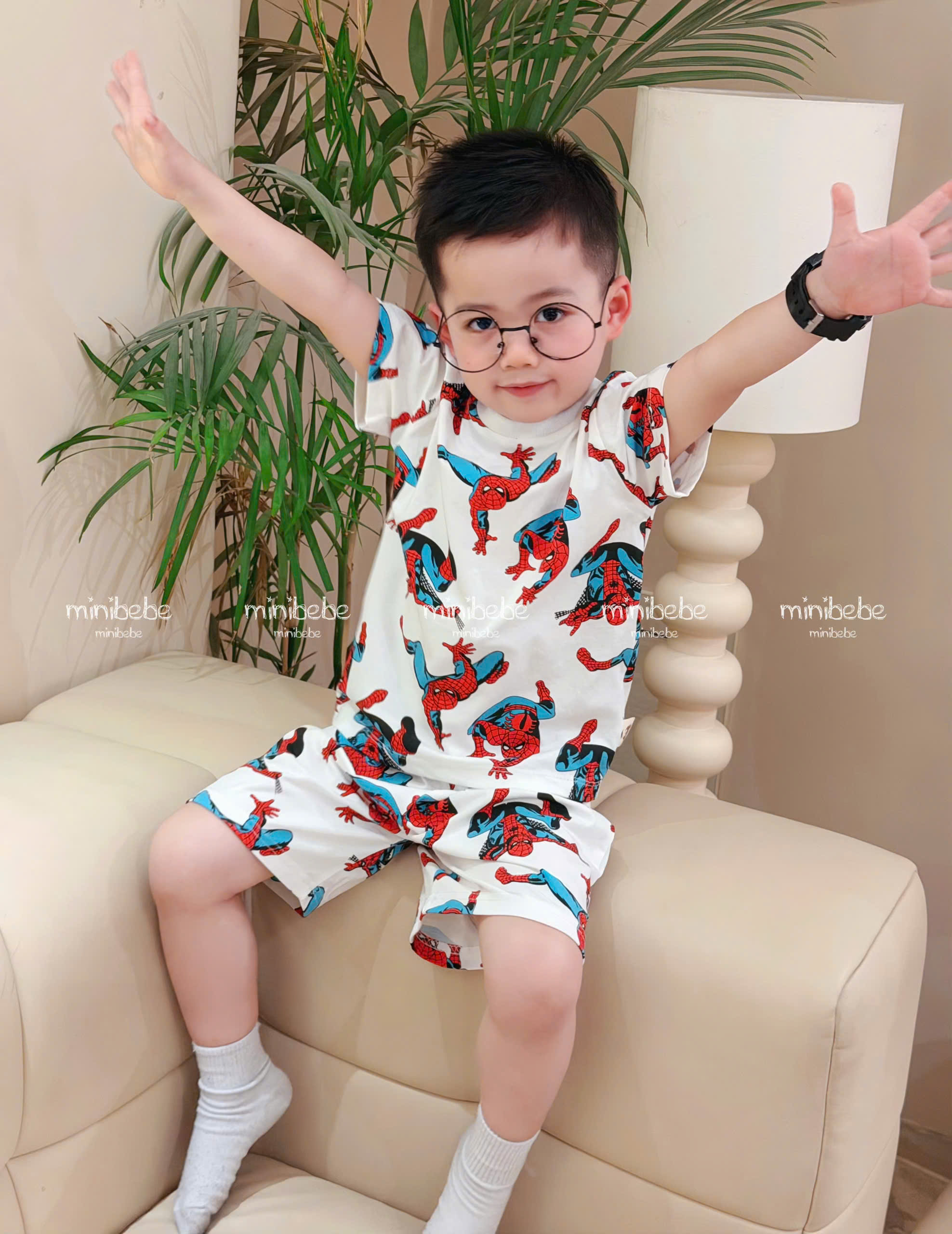 XẢ A138 - SET 2 BỘ NHỆN AMAZING ĐEN PHỐI TRẮNG NHÍ