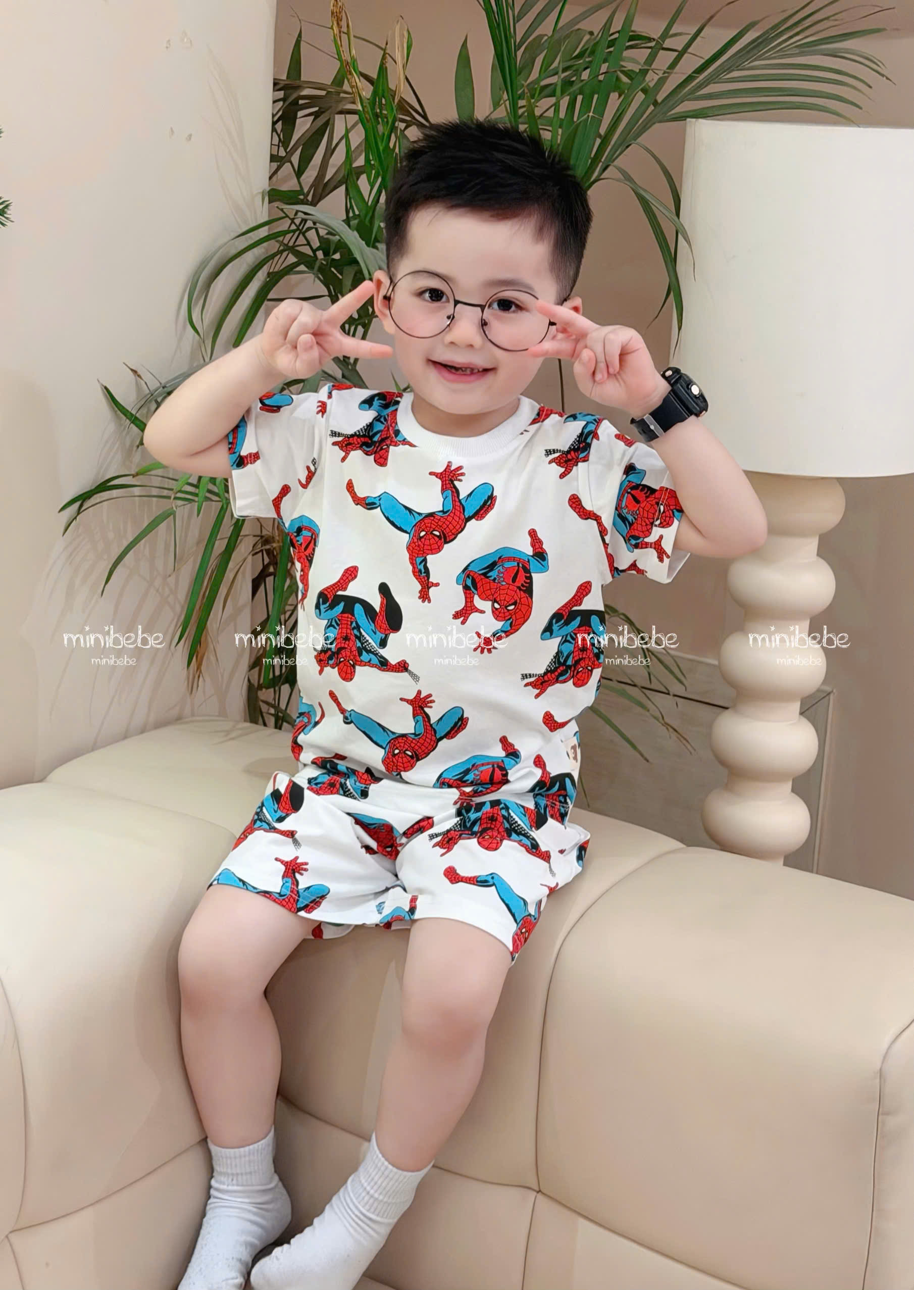 XẢ A138 - SET 2 BỘ NHỆN AMAZING ĐEN PHỐI TRẮNG NHÍ
