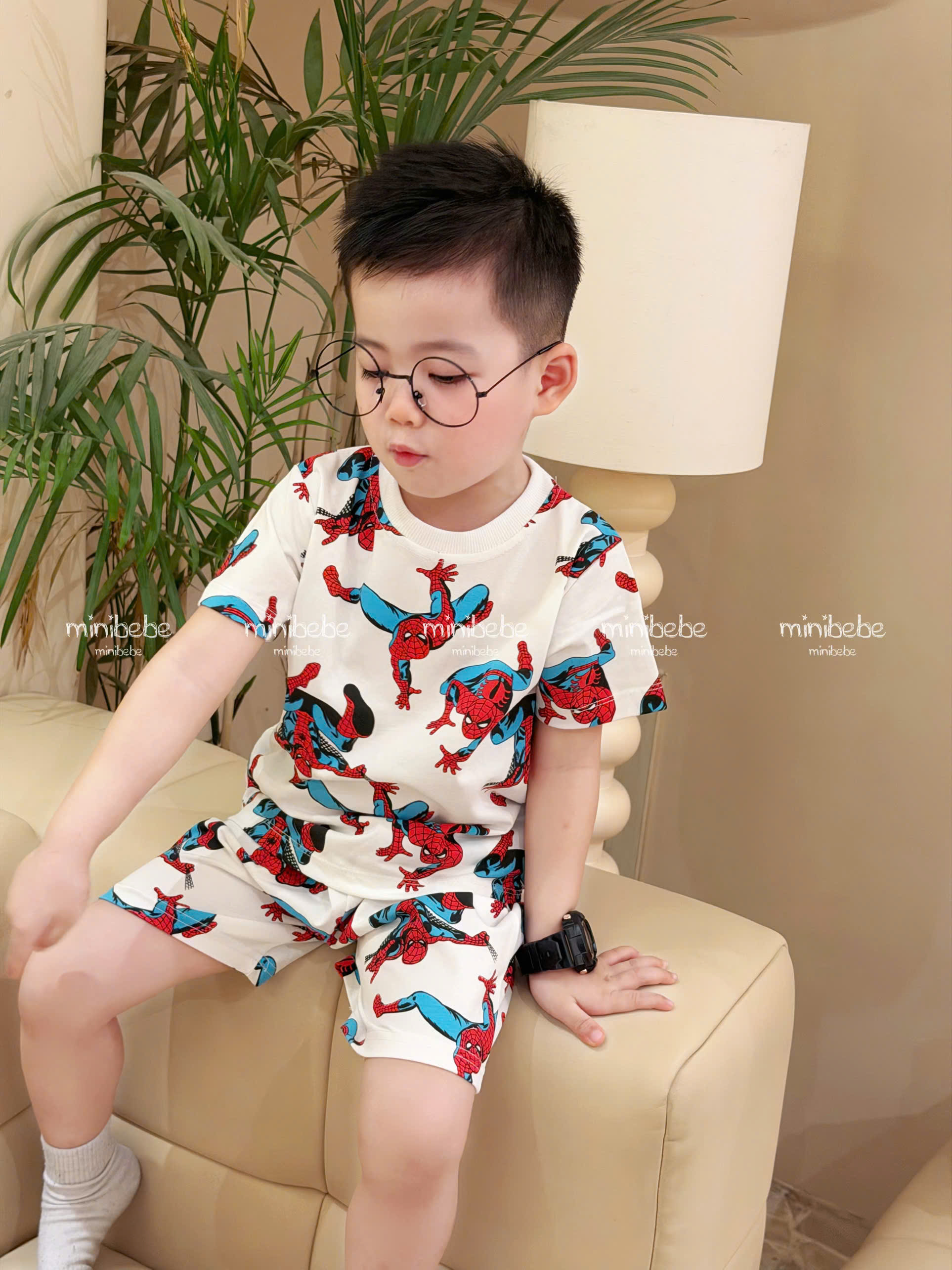 XẢ A138 - SET 2 BỘ NHỆN AMAZING ĐEN PHỐI TRẮNG NHÍ