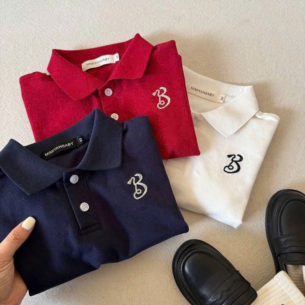 XẢ A143 - SET 3 ÁO POLO CHỮ B ĐỎ THAN TRẮNG SIZE NHỠ