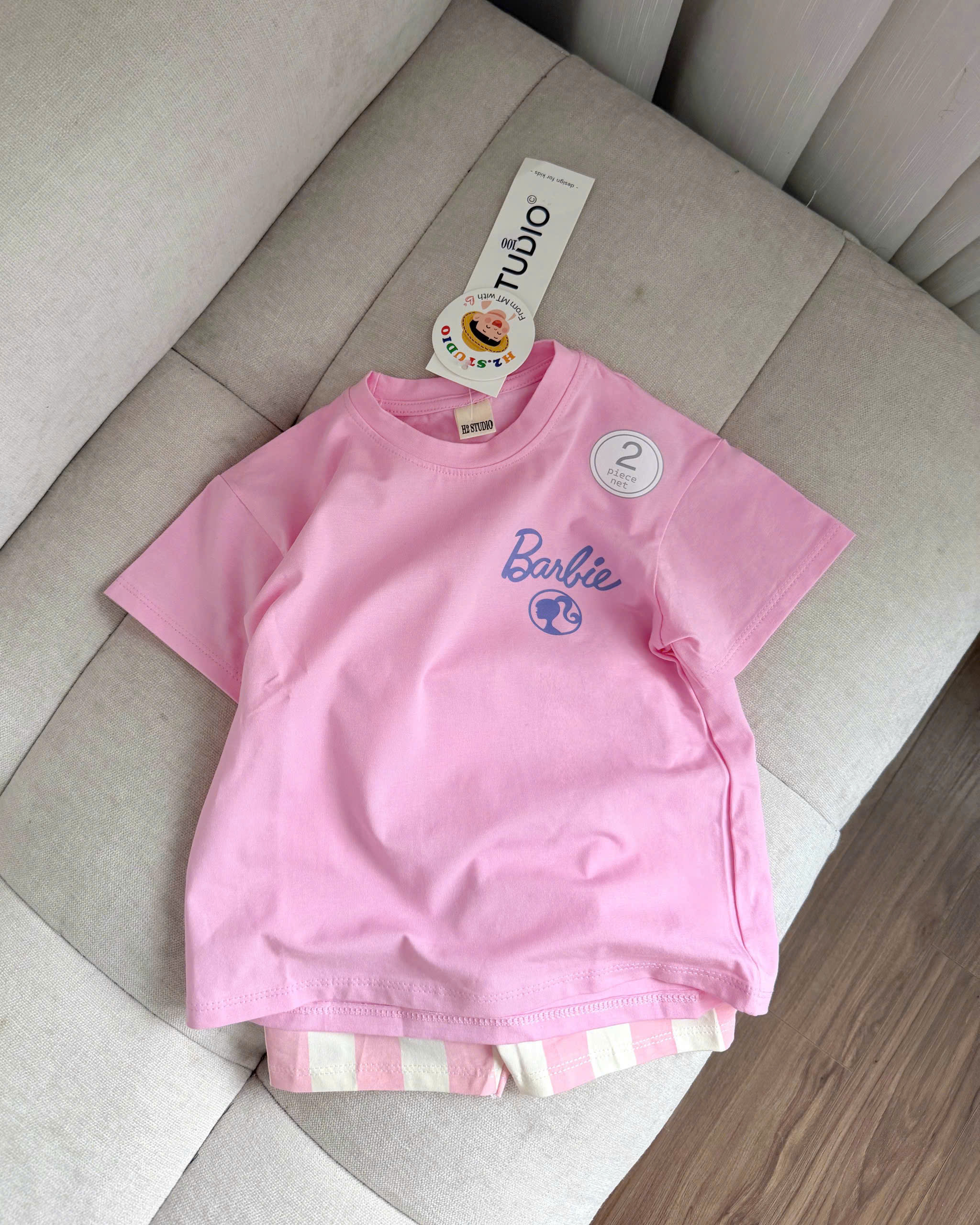 XẢ A152 - SET BỘ BARBIE QUẦN SỌC HỒNG