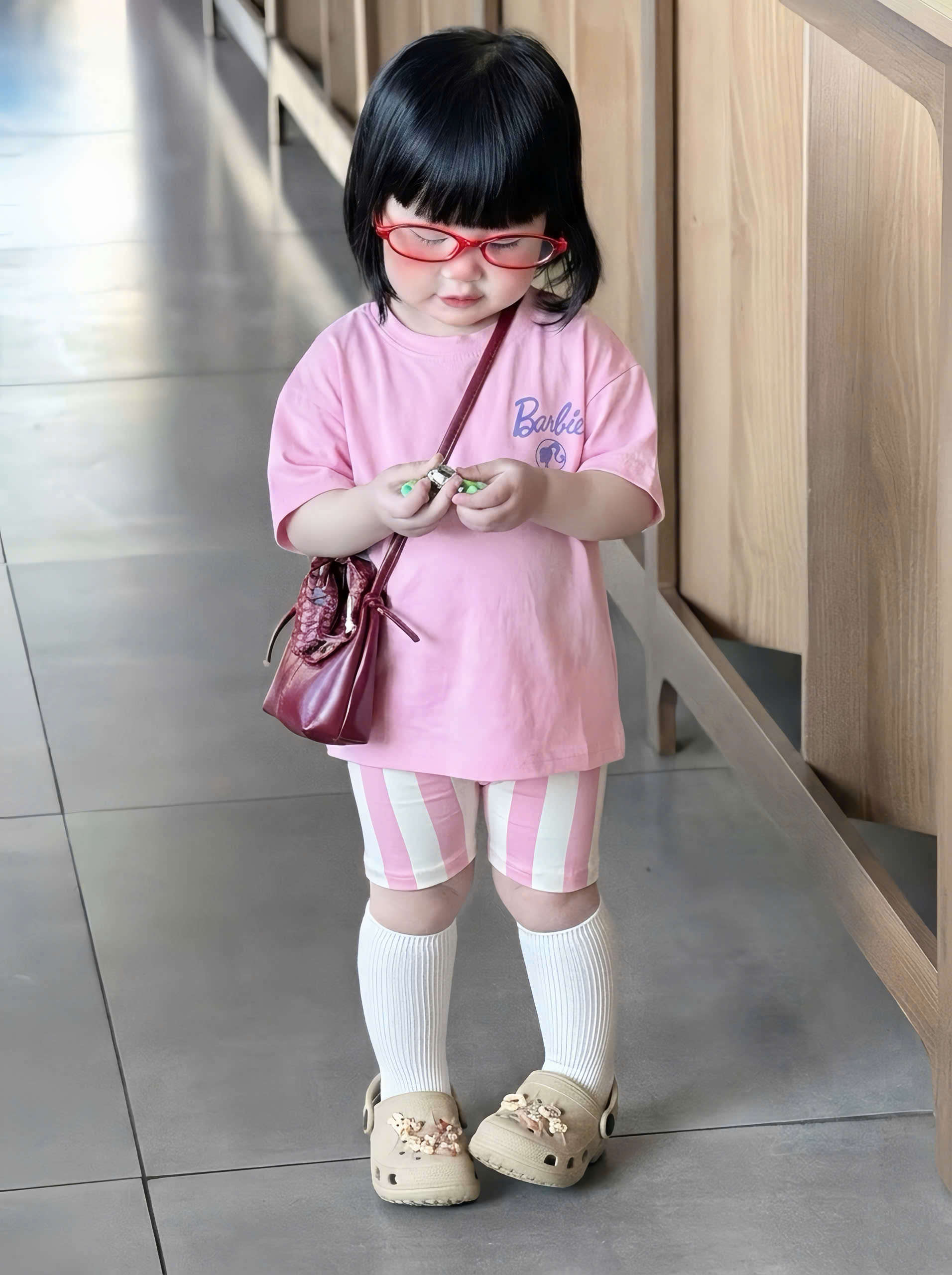 XẢ A152 - SET BỘ BARBIE QUẦN SỌC HỒNG