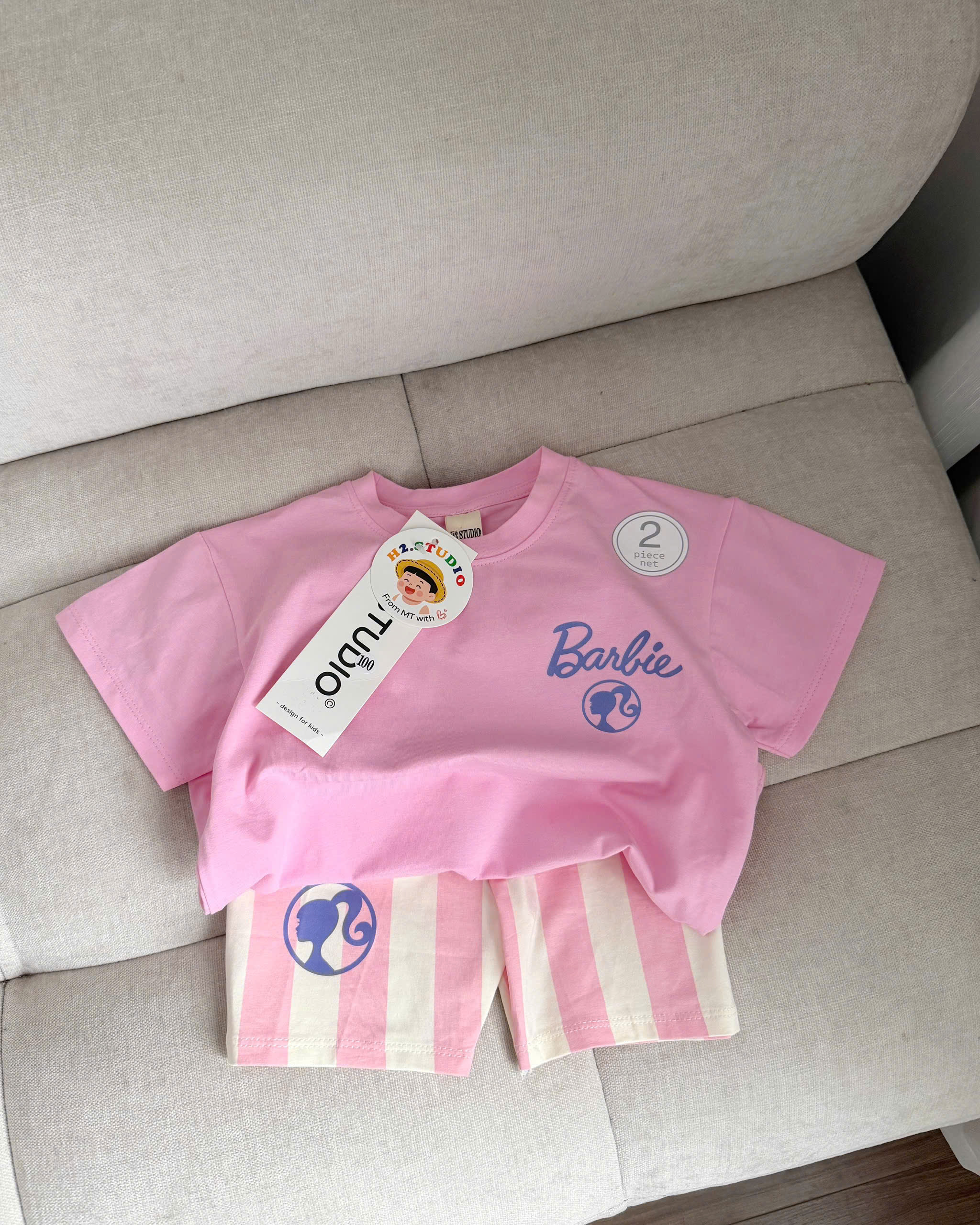 XẢ A152 - SET BỘ BARBIE QUẦN SỌC HỒNG