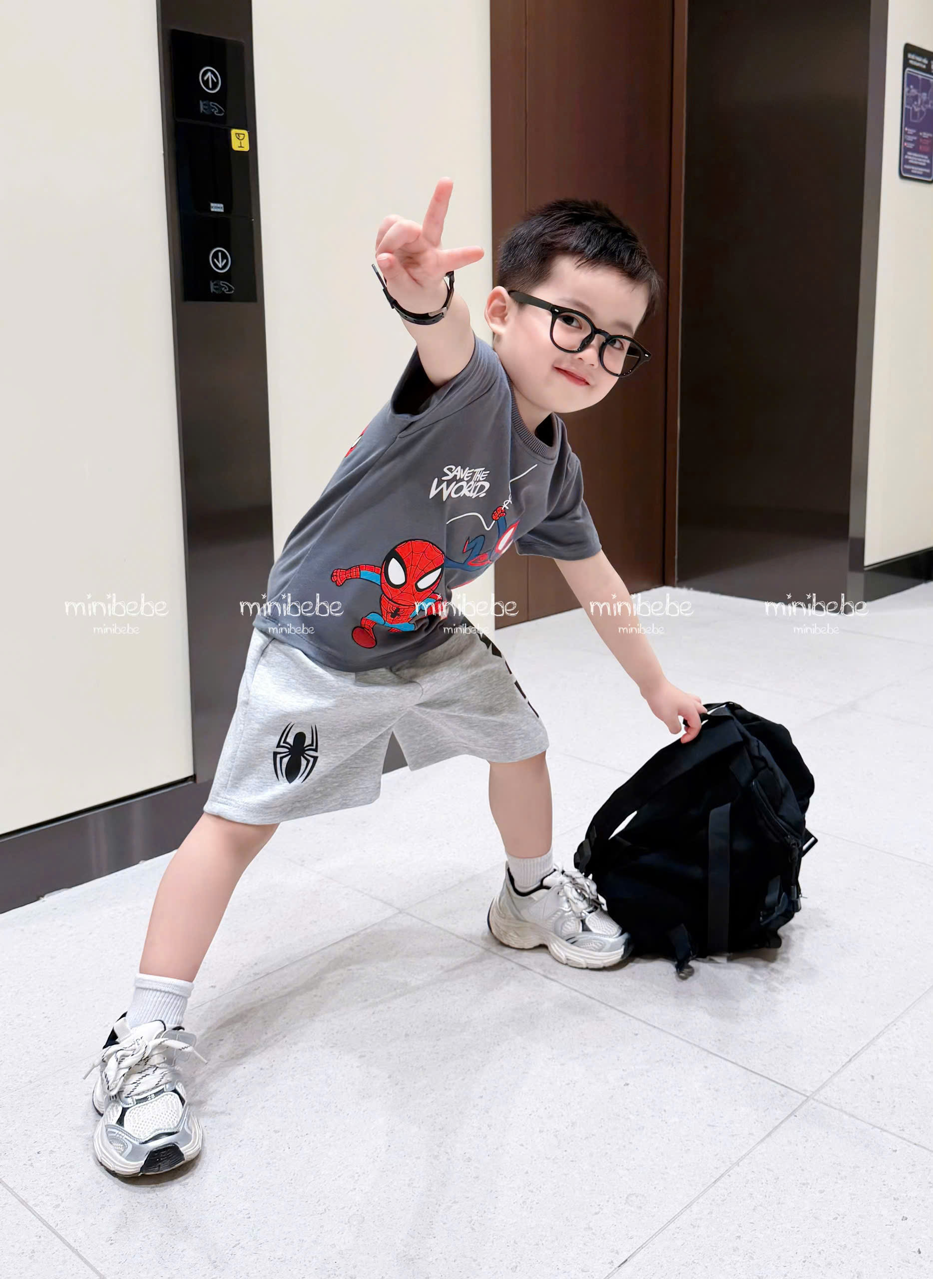 XẢ A175 - SET BỘ NHỆN MARVAL XÁM QUẦN GHI SÁNG
