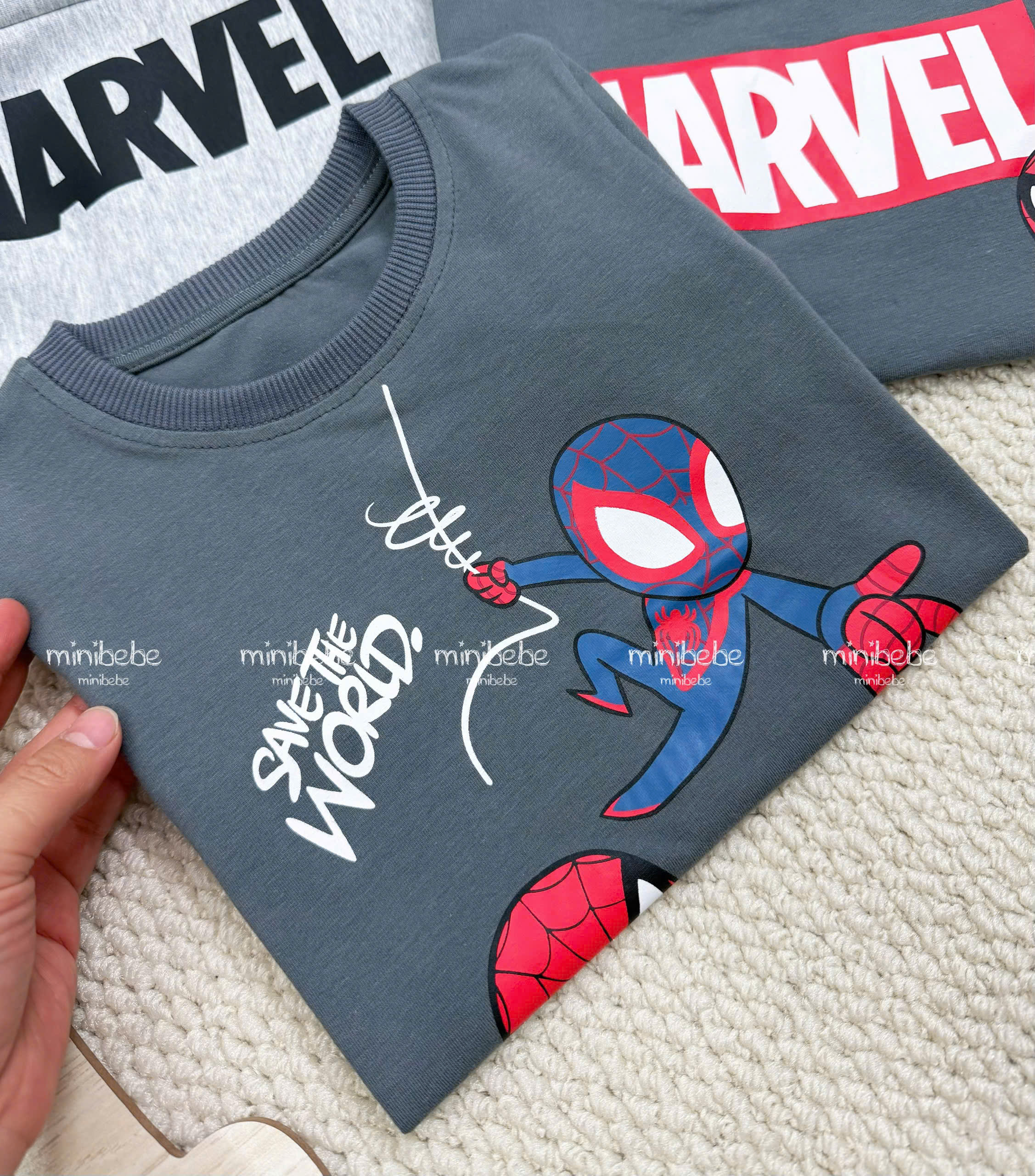 XẢ A175 - SET BỘ NHỆN MARVAL XÁM QUẦN GHI SÁNG