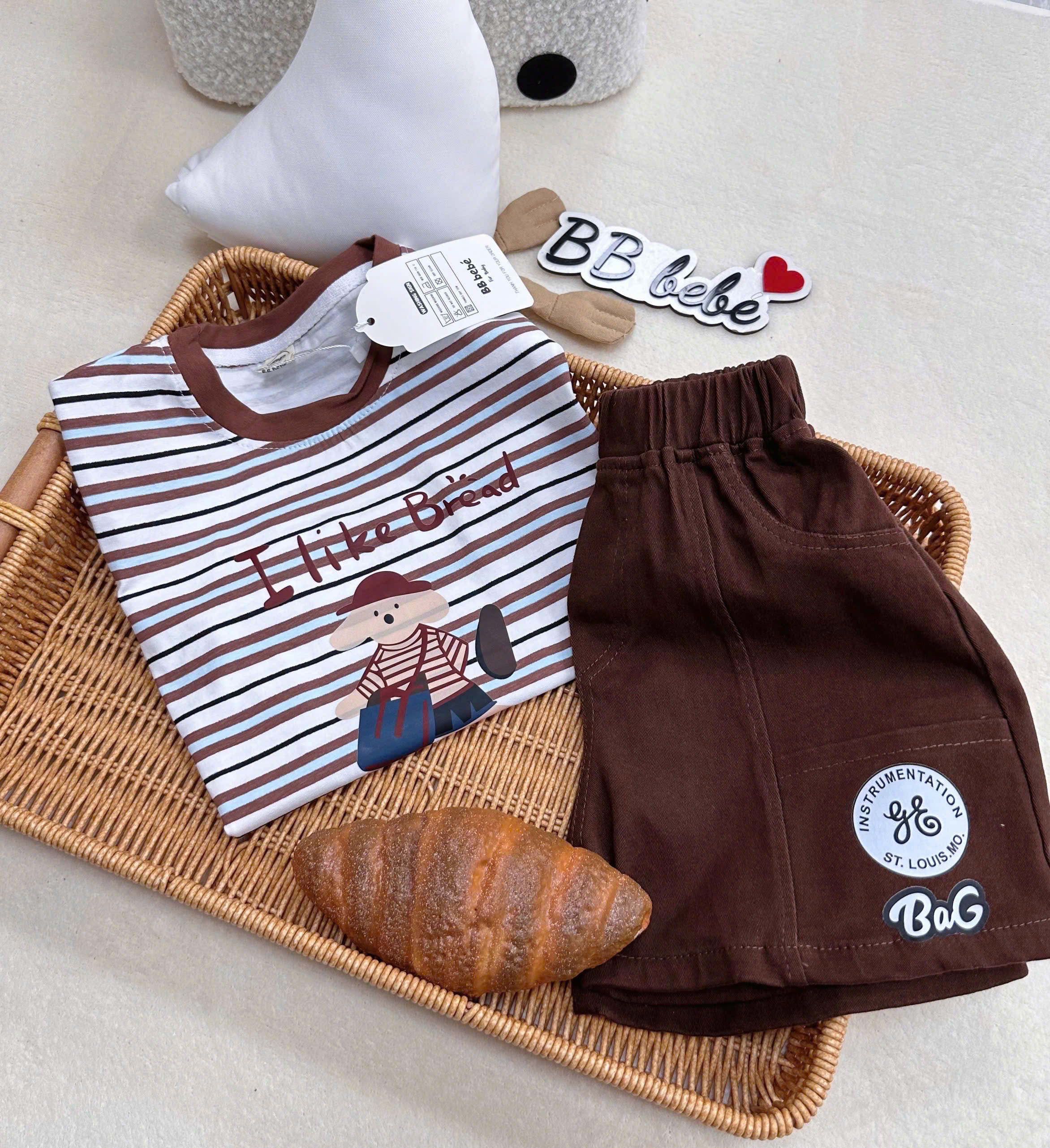 XẢ A187 - SET BỘ I LIKE BREAD TONE NÂU SỌC