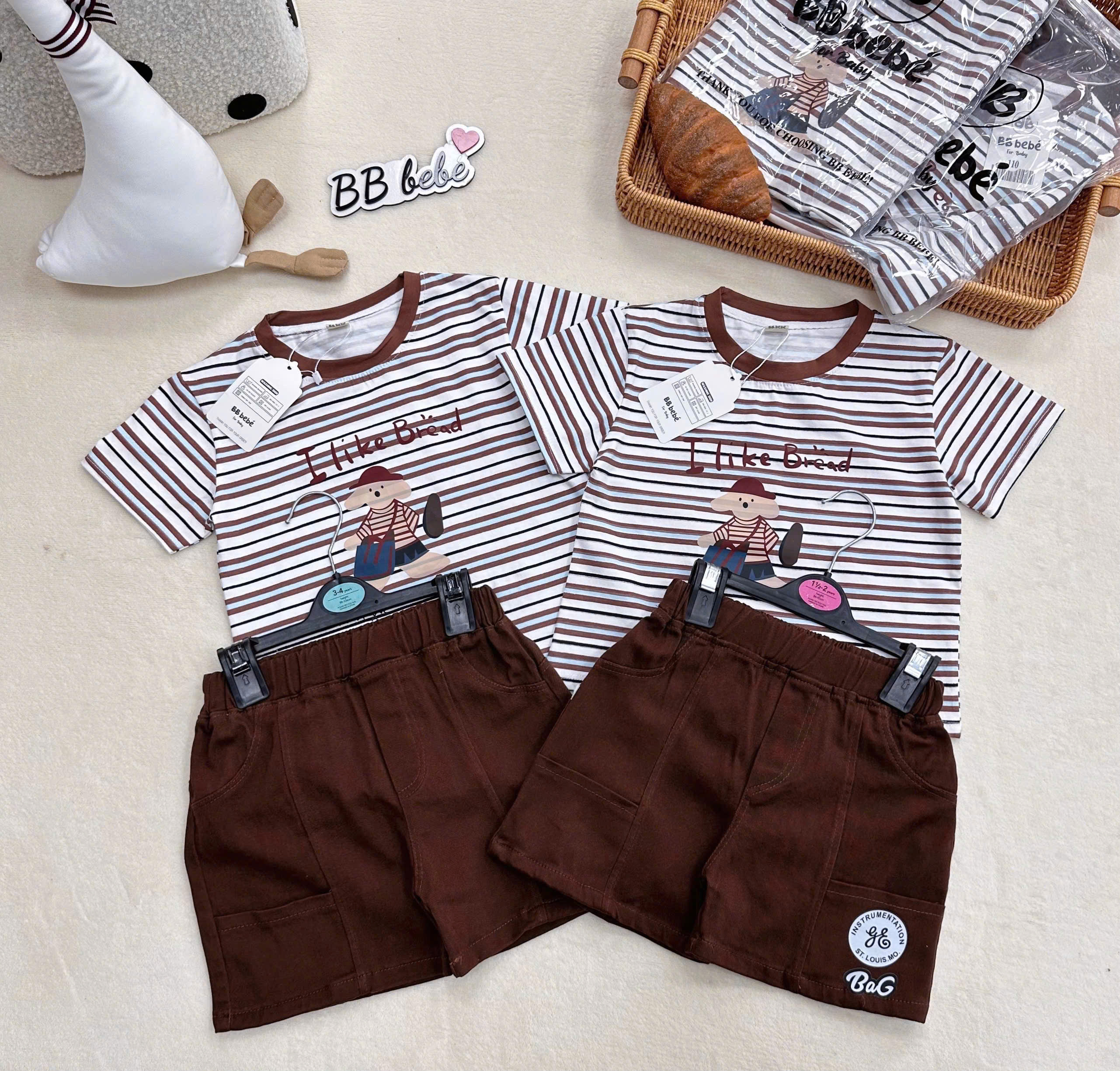 XẢ A187 - SET BỘ I LIKE BREAD TONE NÂU SỌC