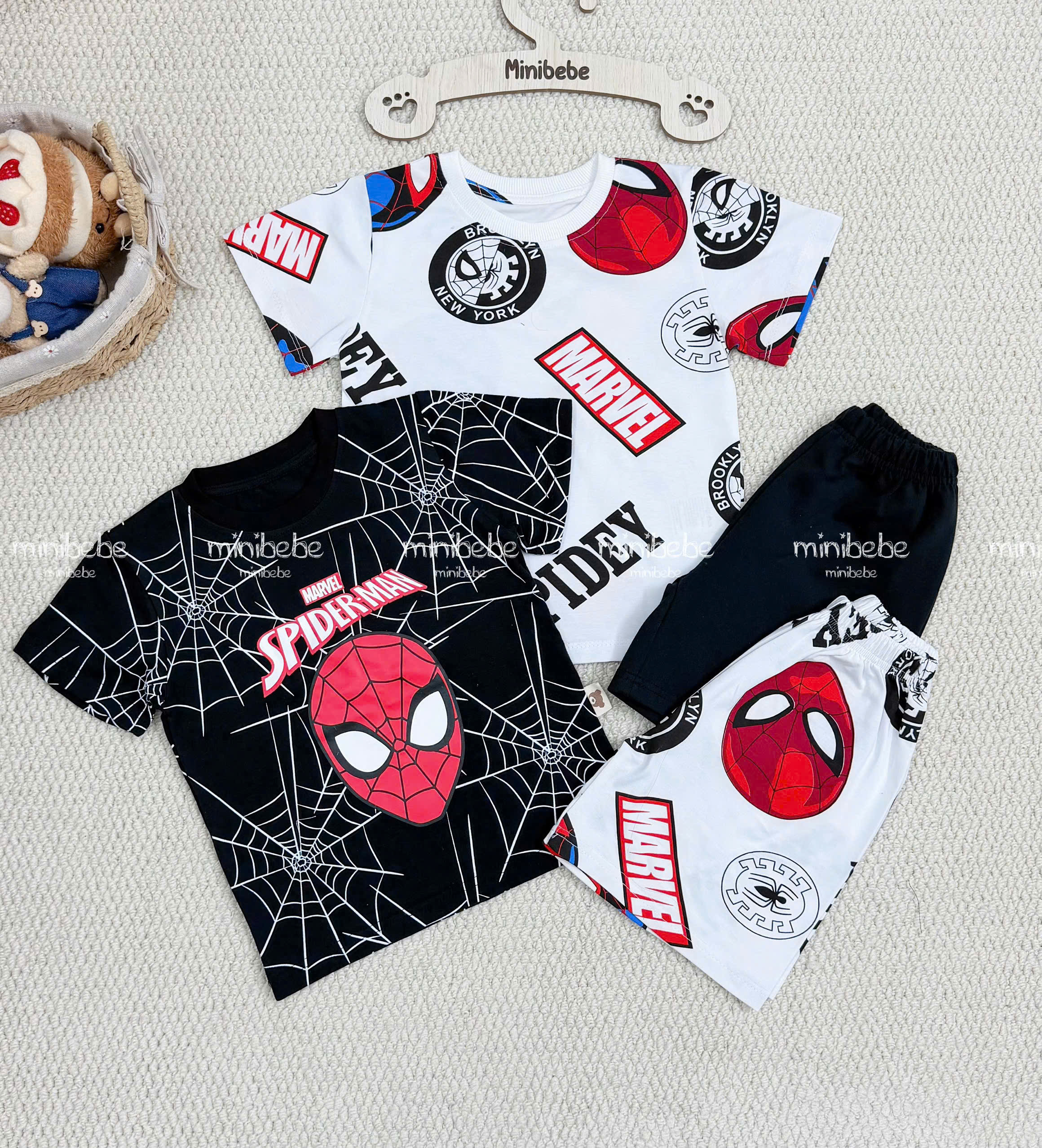 XẢ A189 - SET 2 BỘ SPIDERMEN TRẮNG ĐEN