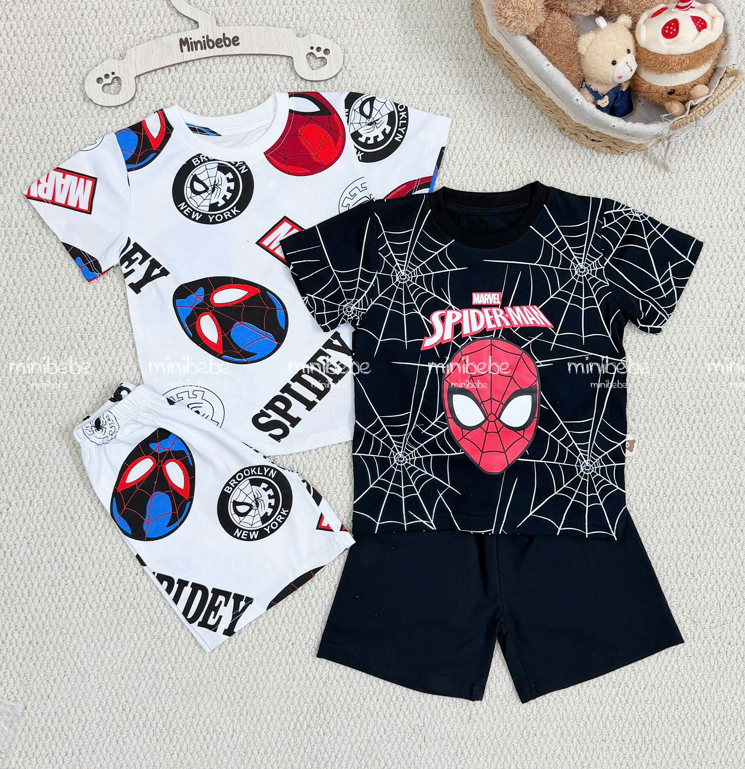 XẢ A189 - SET 2 BỘ SPIDERMEN TRẮNG ĐEN
