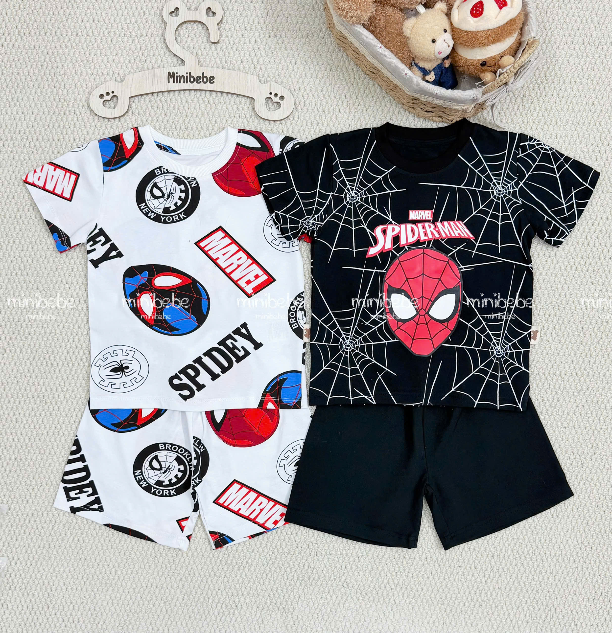 XẢ A189 - SET 2 BỘ SPIDERMEN TRẮNG ĐEN