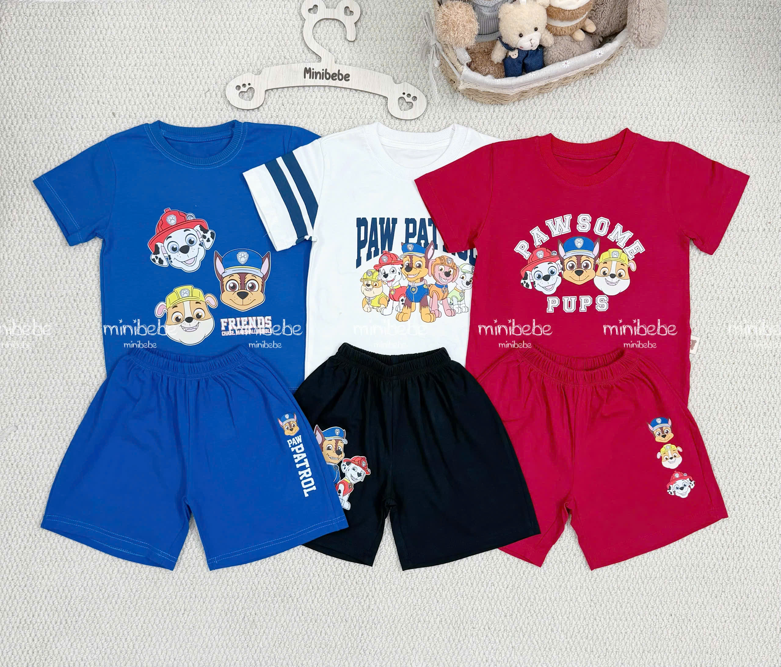 XẢ A197 - SET 3 BỘ CHÓ CỨU HỘ XANH ĐỎ TRẮNG