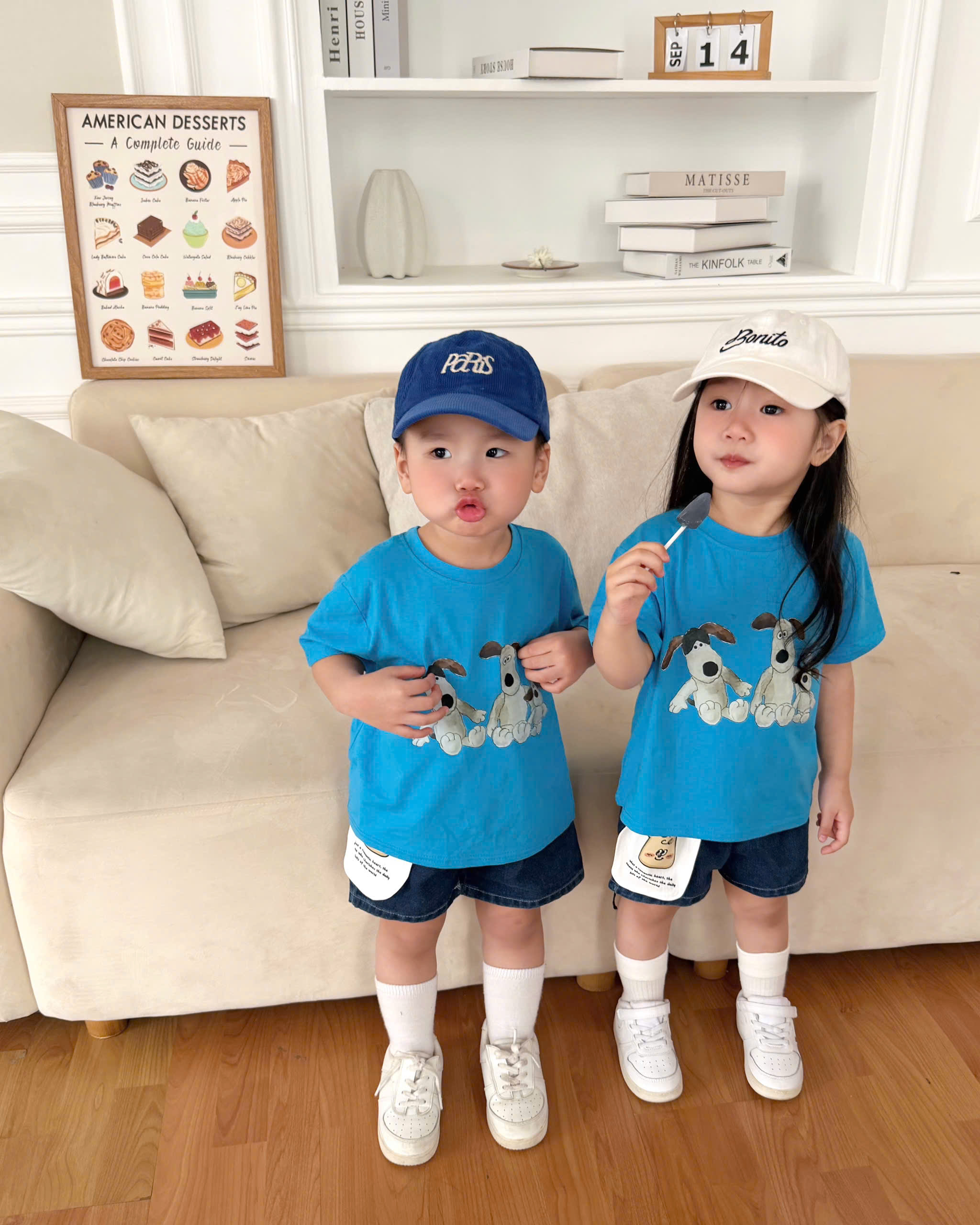 XẢ A202 - BỘ ĐÙI IN CÚN XANH QUẦN JEAN