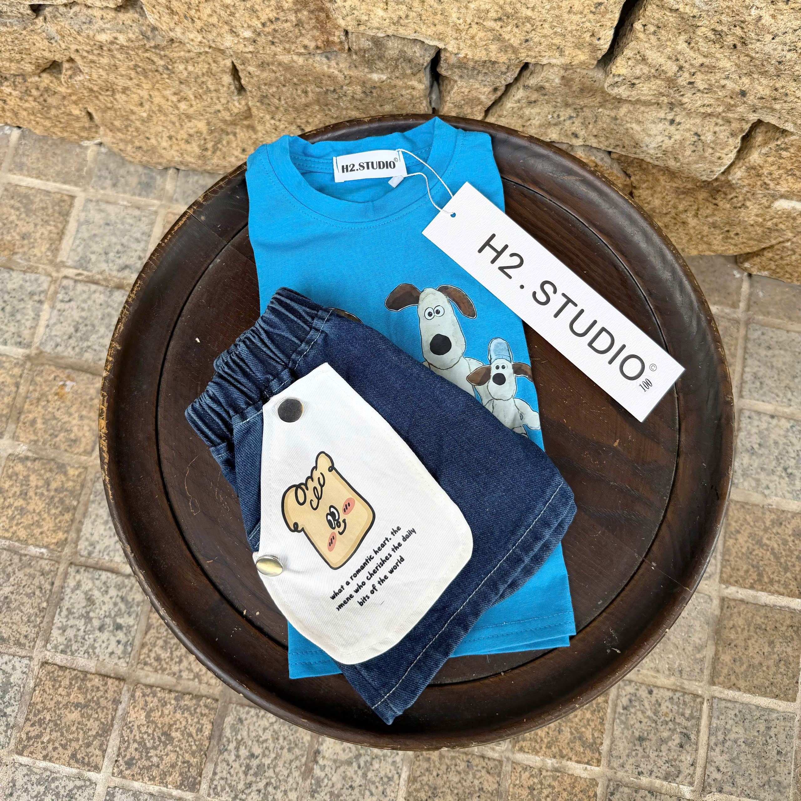 XẢ A202 - BỘ ĐÙI IN CÚN XANH QUẦN JEAN