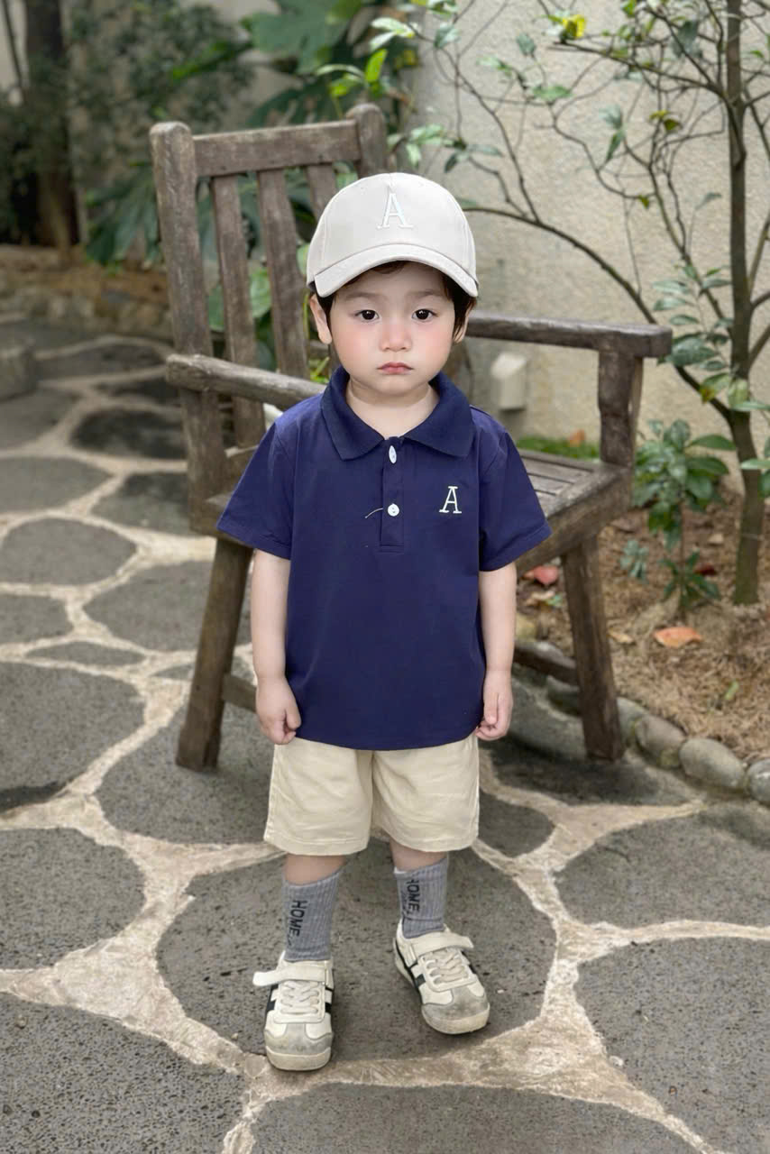 A207 - SET ÁO POLO THAN CHỮ A QUẦN KAKI KÈM MŨ