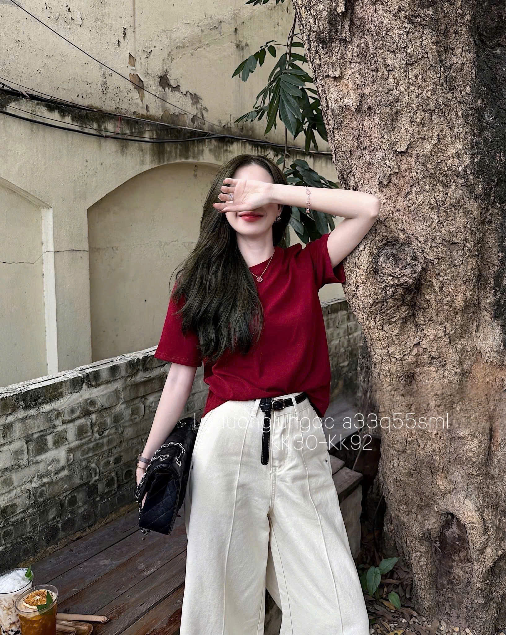 XẢ A212 - ÁO THUN TRƠN CỔ TRÒN ĐỎ RƯỢU