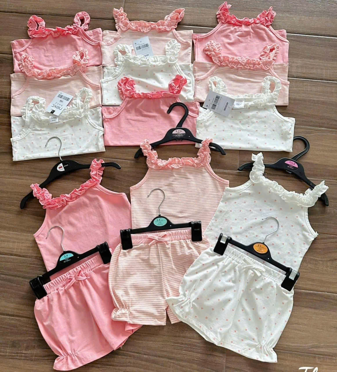 XẢ A219 - SET 3 BỘ 2 DÂY BÈO NGỰC TONE HỒNG TRẮNG