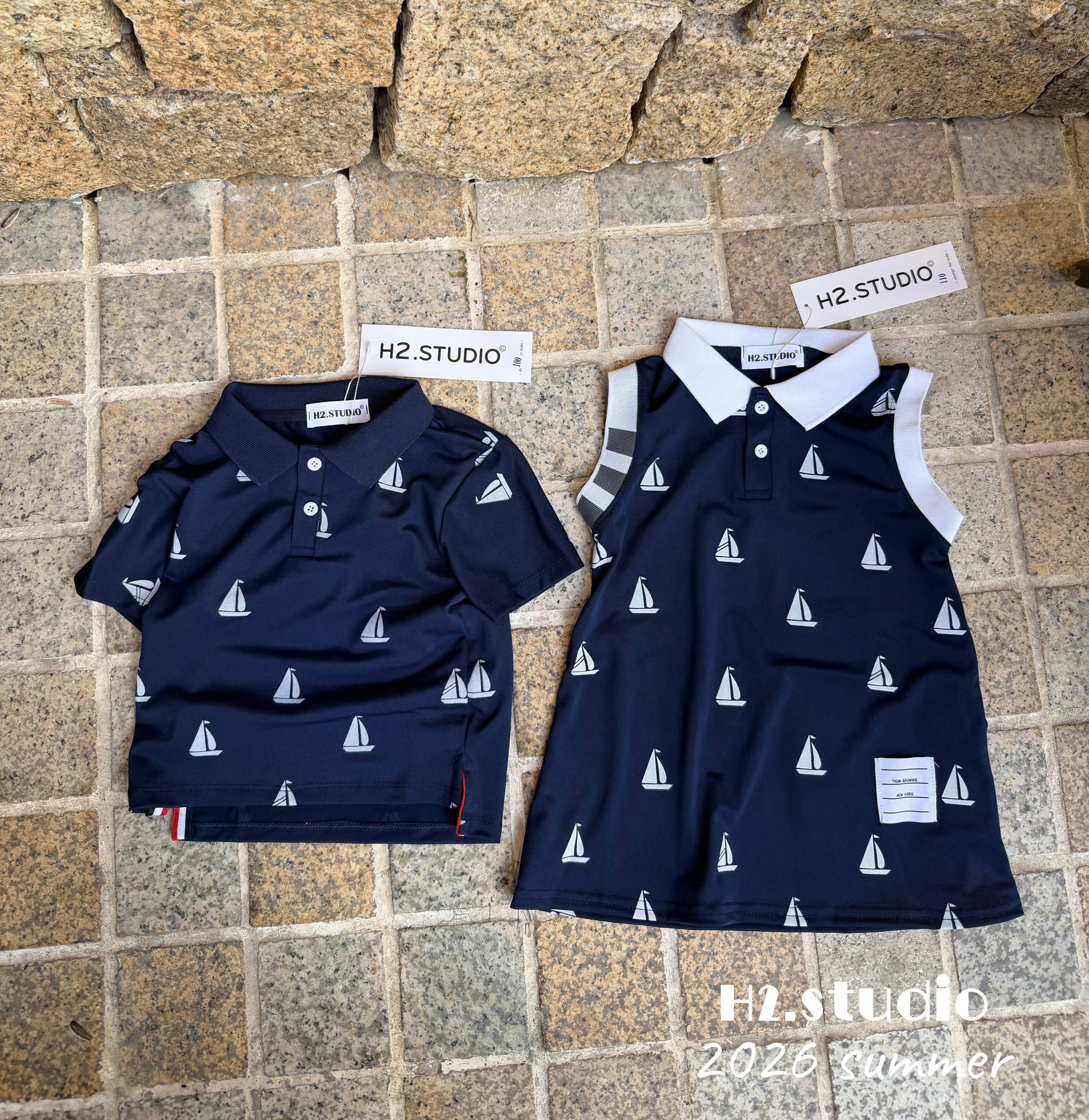 XẢ A245 - SET ĐÔI TRAI GÁI CỔ ĐỨC IN THUYỀN XANH THAN