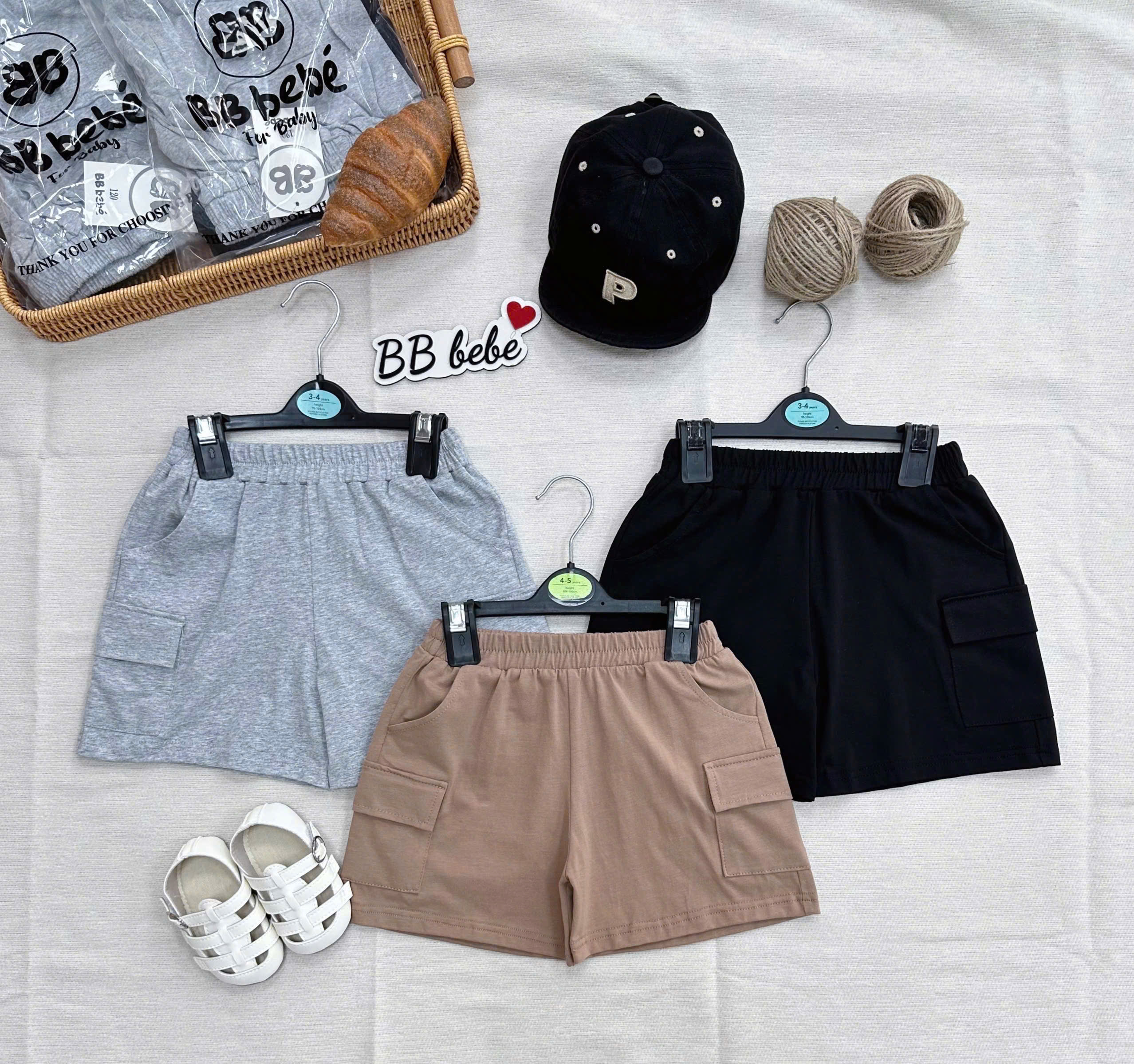 XẢ A257 - SET 3 QUẦN TÚI HỘP GHI SÁNG NÂU ĐEN