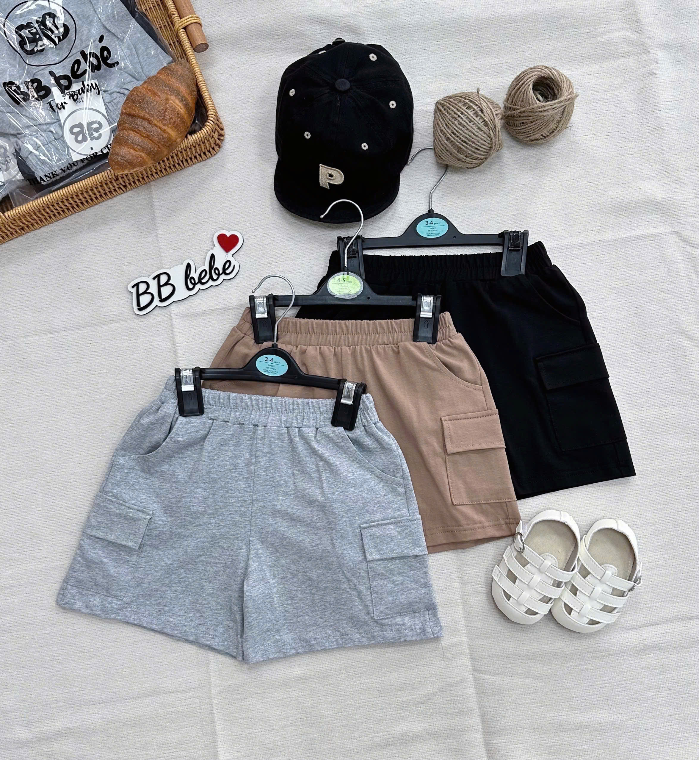 XẢ A257 - SET 3 QUẦN TÚI HỘP GHI SÁNG NÂU ĐEN