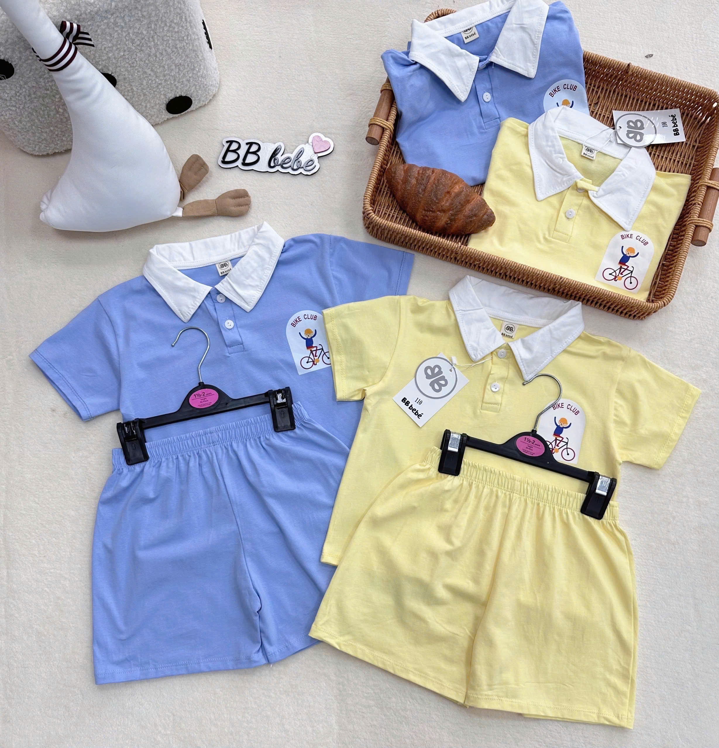 XẢ A268 - SET 2 BỘ CỔ TRỤ TRẮNG 2 MÀU XANH VÀNG