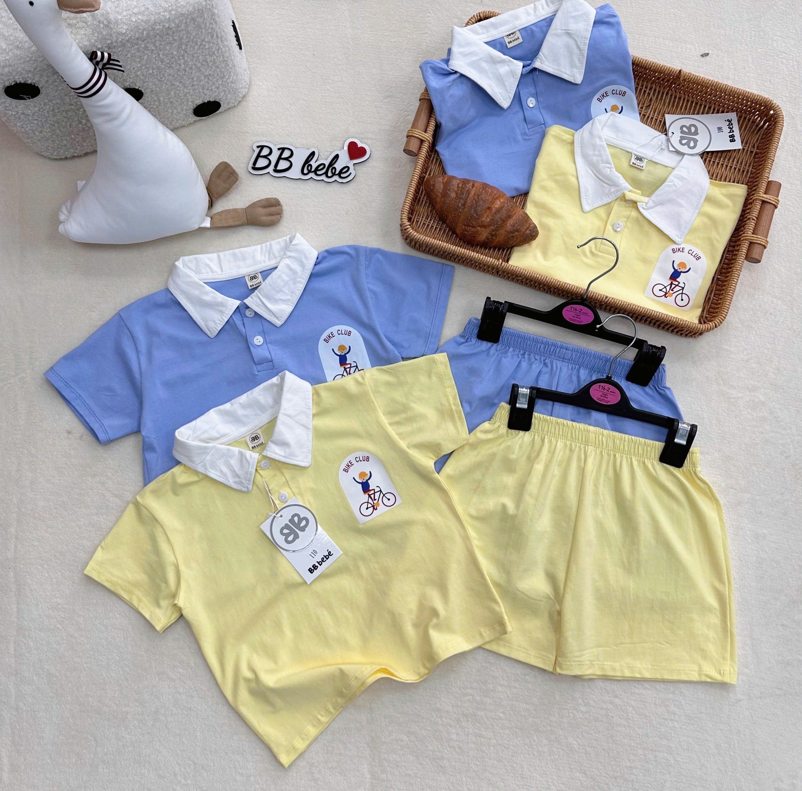 XẢ A268 - SET 2 BỘ CỔ TRỤ TRẮNG 2 MÀU XANH VÀNG