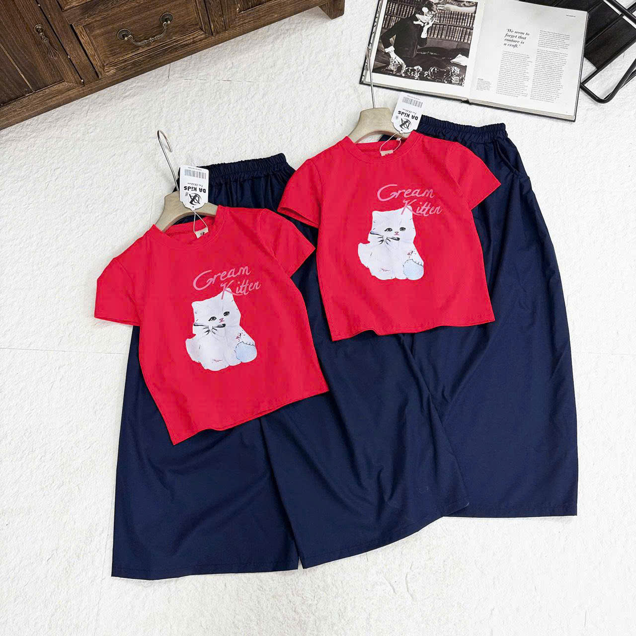 XẢ A271 - SET BỘ ĐỎ MÈO TRẮNG QUẦN SUÔNG THAN SZ NHỠ