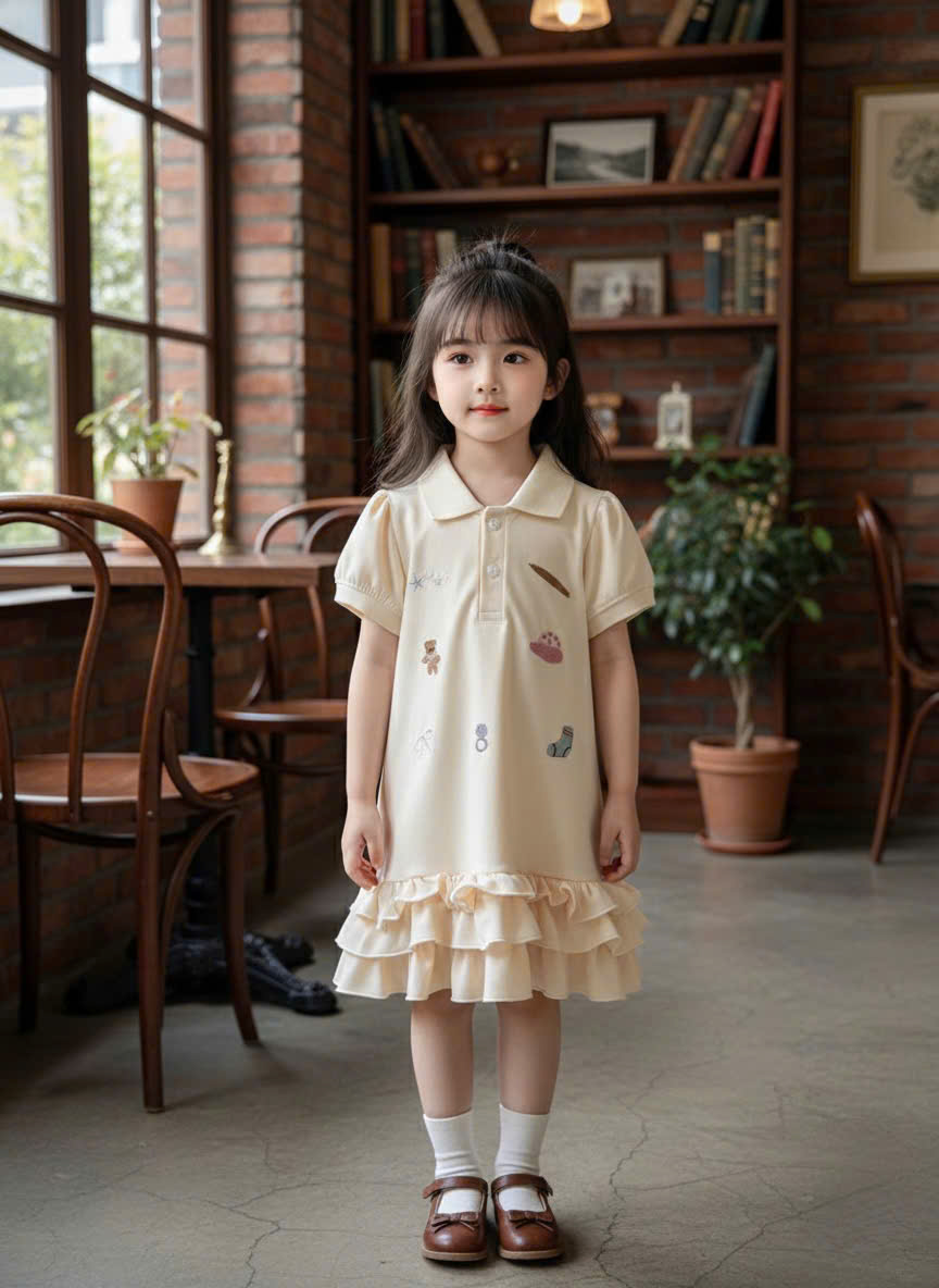 XẢ A278 - VÁY POLO BÉ GÁI PHỐI BÈO TẦNG