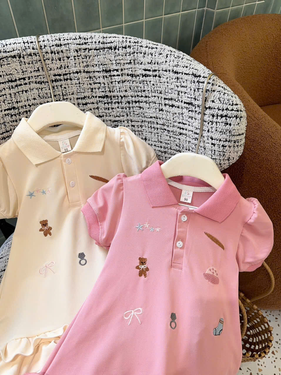 XẢ A278 - VÁY POLO BÉ GÁI PHỐI BÈO TẦNG