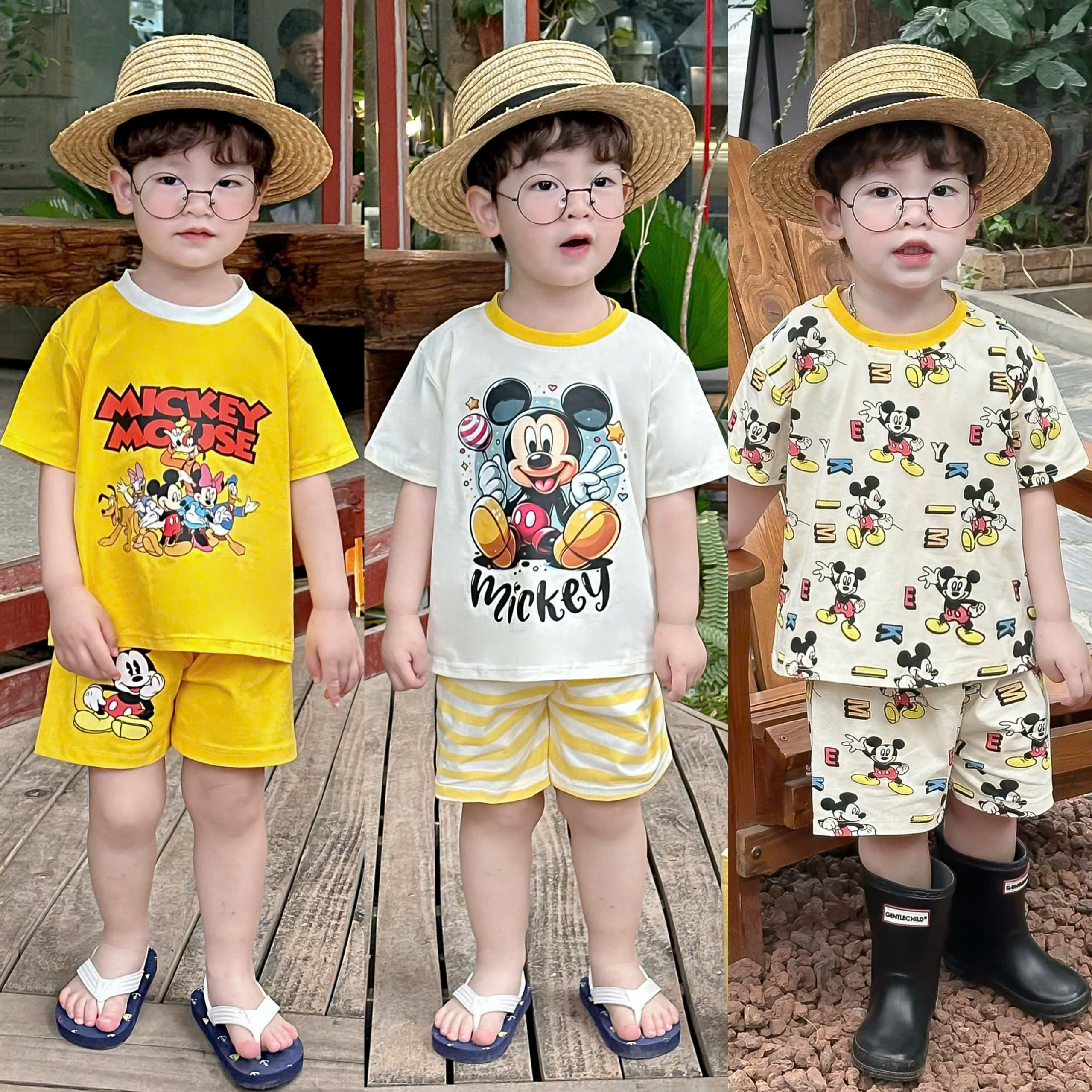 XẢ A319 - SET 3 BỘ MICKEY CỘC TONE VÀNG BT