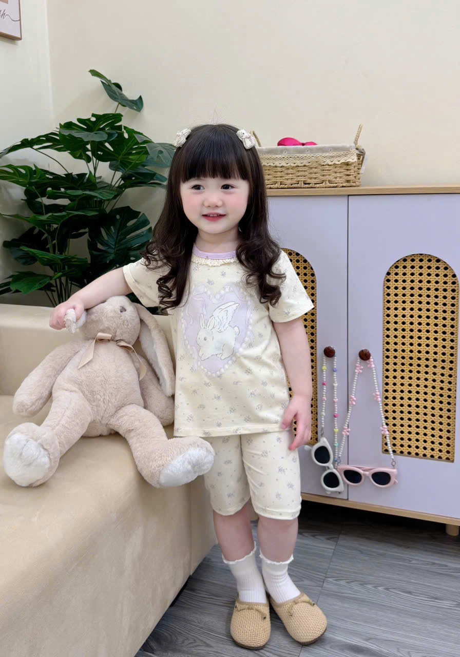 XẢ A323 - SET 2 BỘ TÍM KEM GẤU THỎ CỔ REN