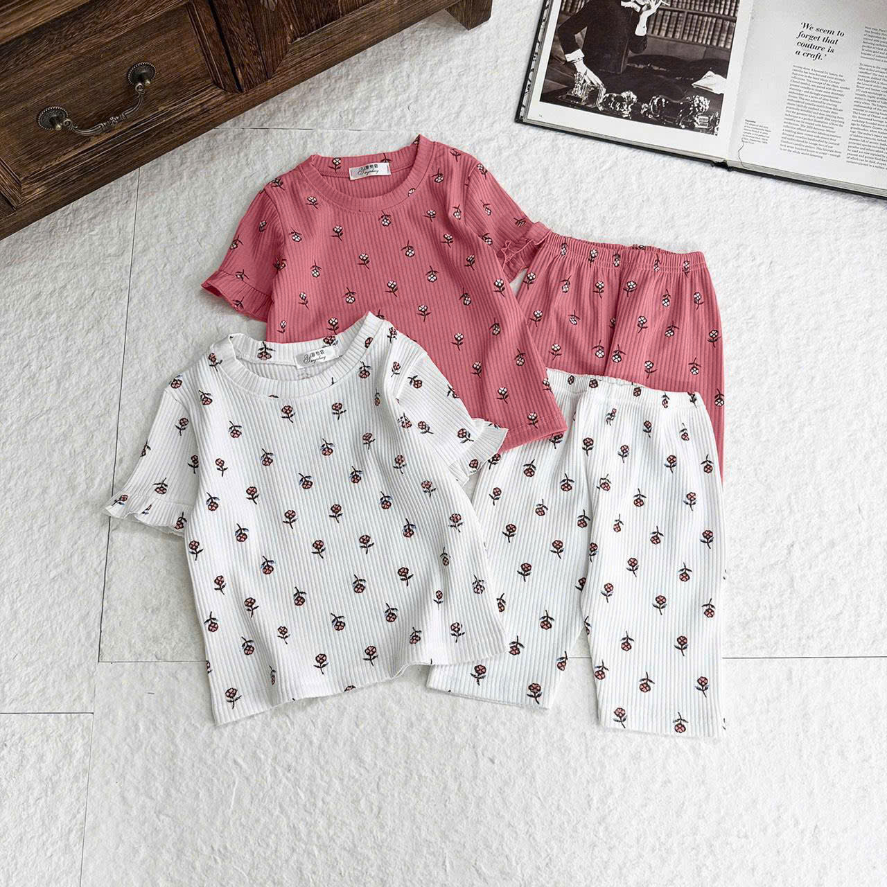 XẢ A327 - SET 2 BỘ HOA NHÍ TRẮNG HỒNG BG SIZE NHỠ