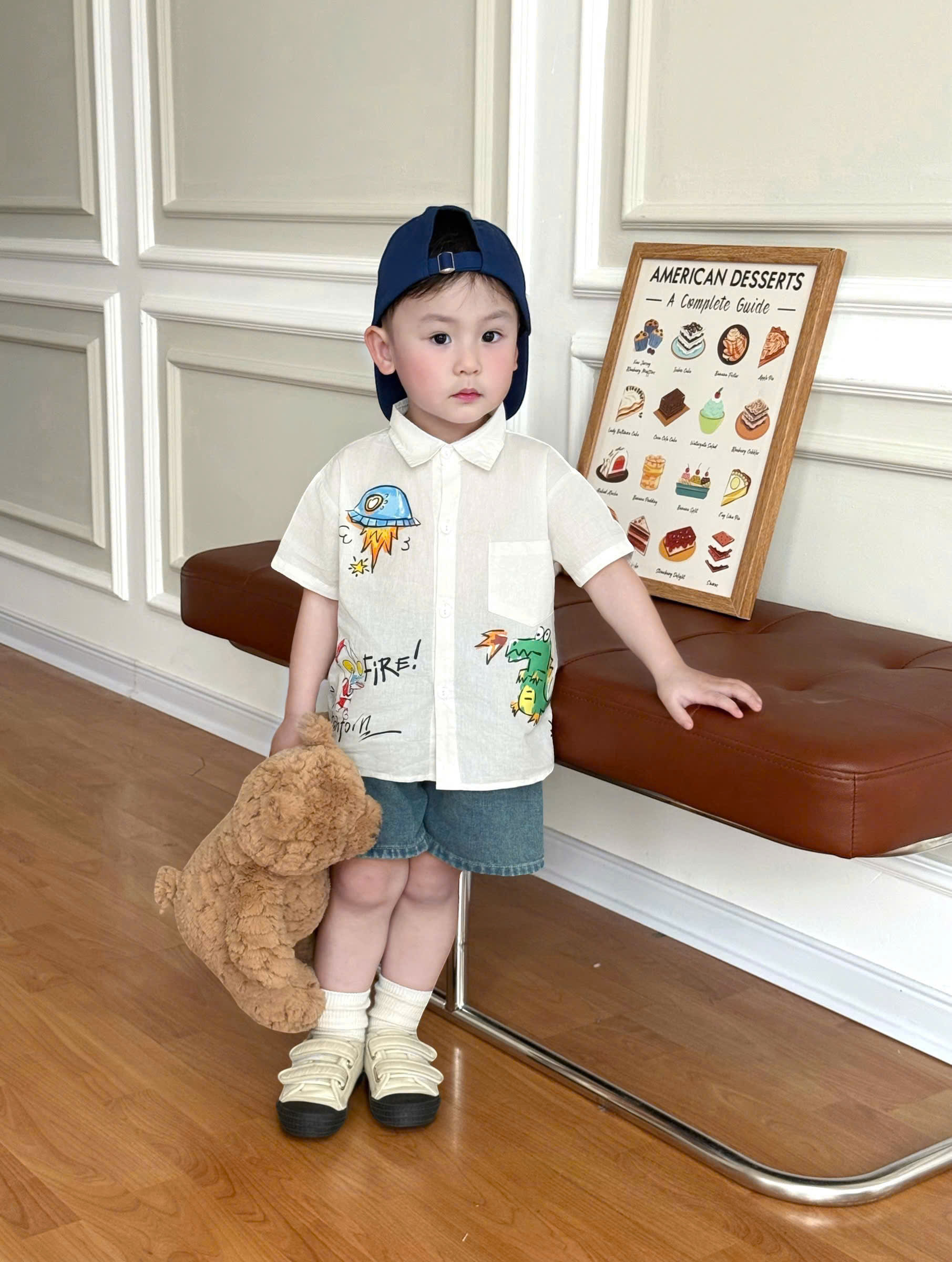 A360 - SET SƠ MI TRẮNG KHỦNG LONG QUẦN JEAN