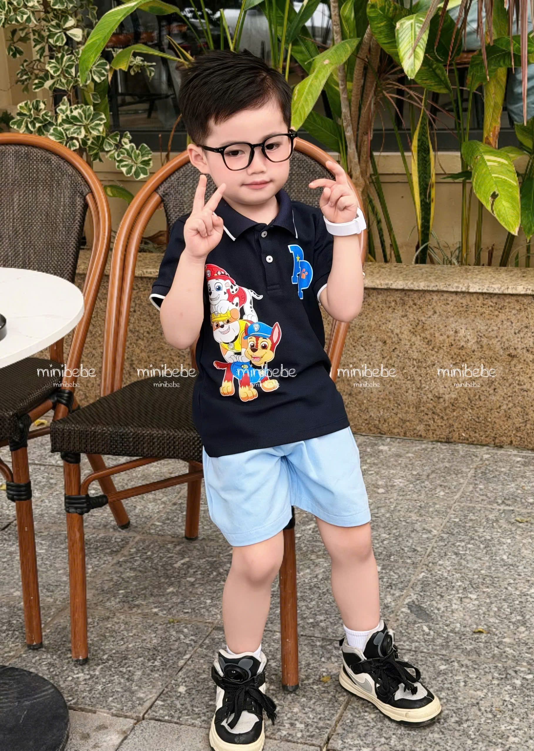 XẢ A363 - SET BỘ CHÓ CỨU ĐEN HỘ CỔ ĐỨC QUẦN XANH