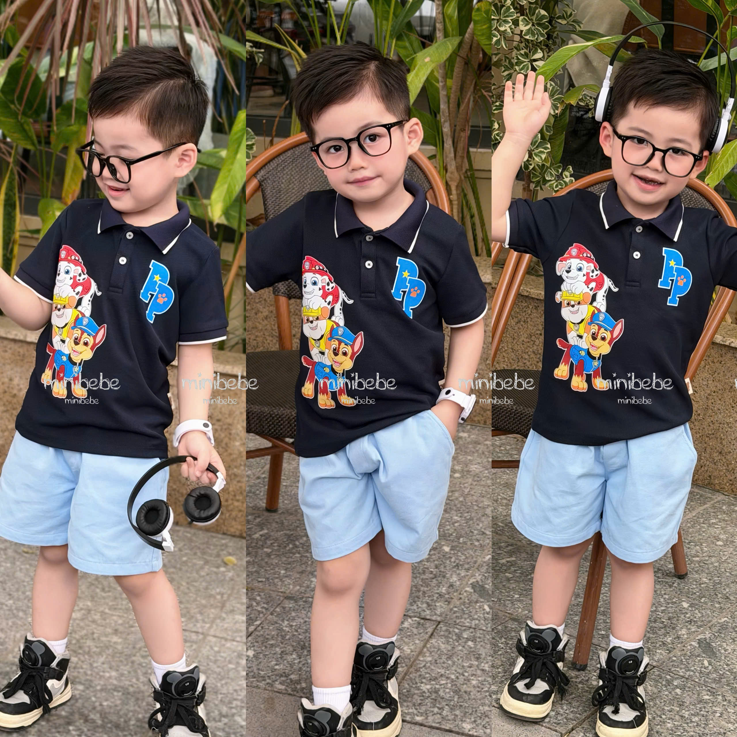 XẢ A363 - SET BỘ CHÓ CỨU ĐEN HỘ CỔ ĐỨC QUẦN XANH