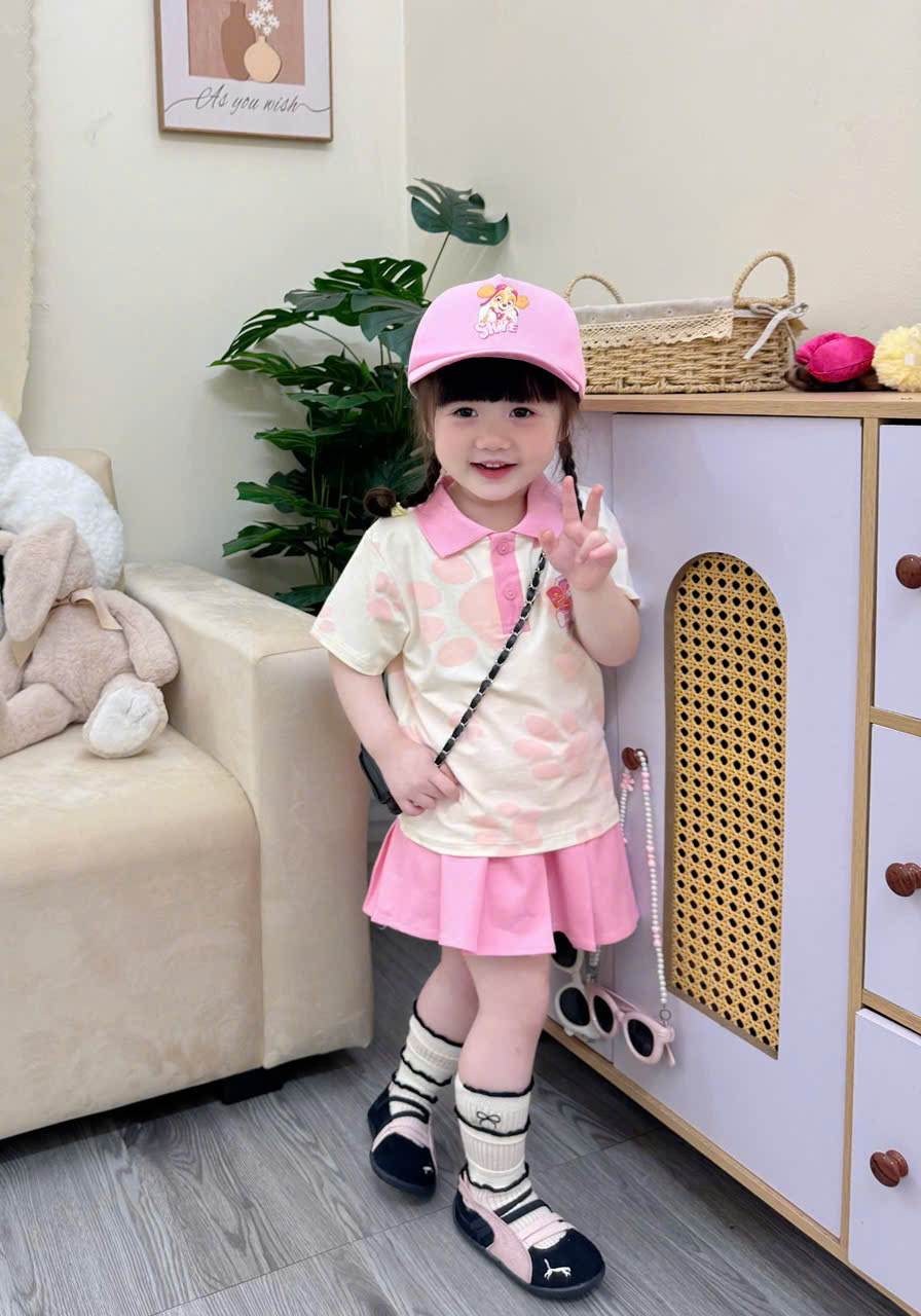 XẢ A364 - SET POLO BARBIE VÁY XẾP LY KÈM MŨ