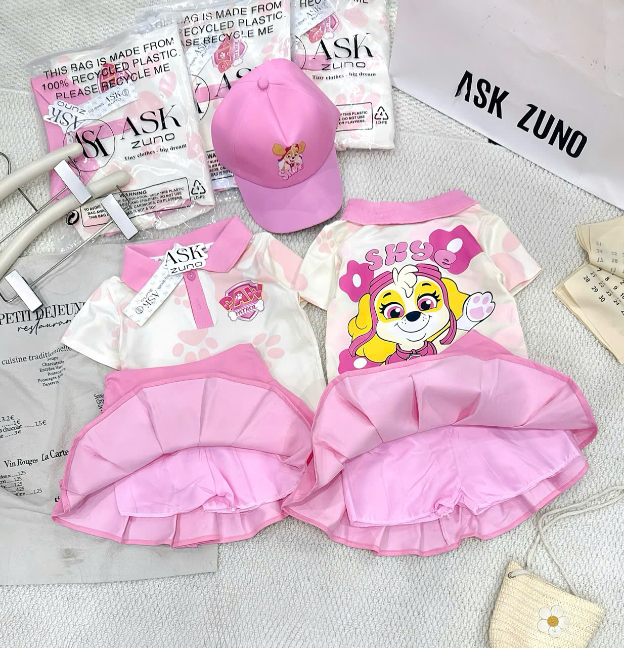 XẢ A364 - SET POLO BARBIE VÁY XẾP LY KÈM MŨ